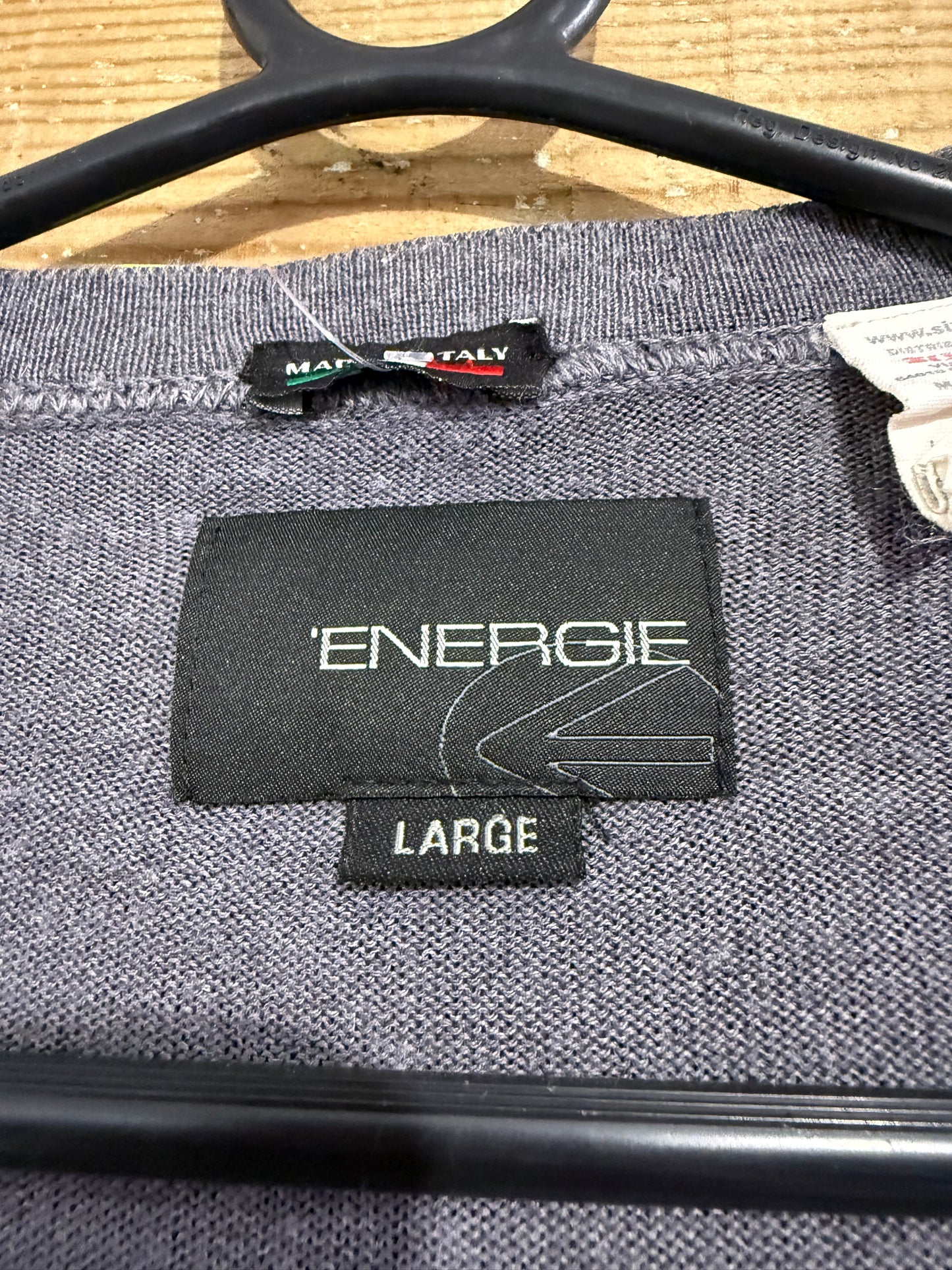 Vintage Y2K Energie button up knit Hoodie cardigan/ jumper. Grey. Size Large.