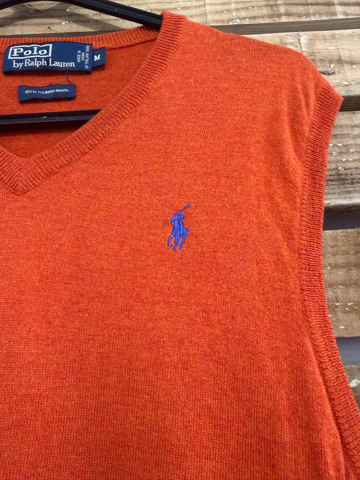 Vintage Y2K Ralph Lauren knitted vest jumper/ sweater. Orange/ rust. Size Medium.