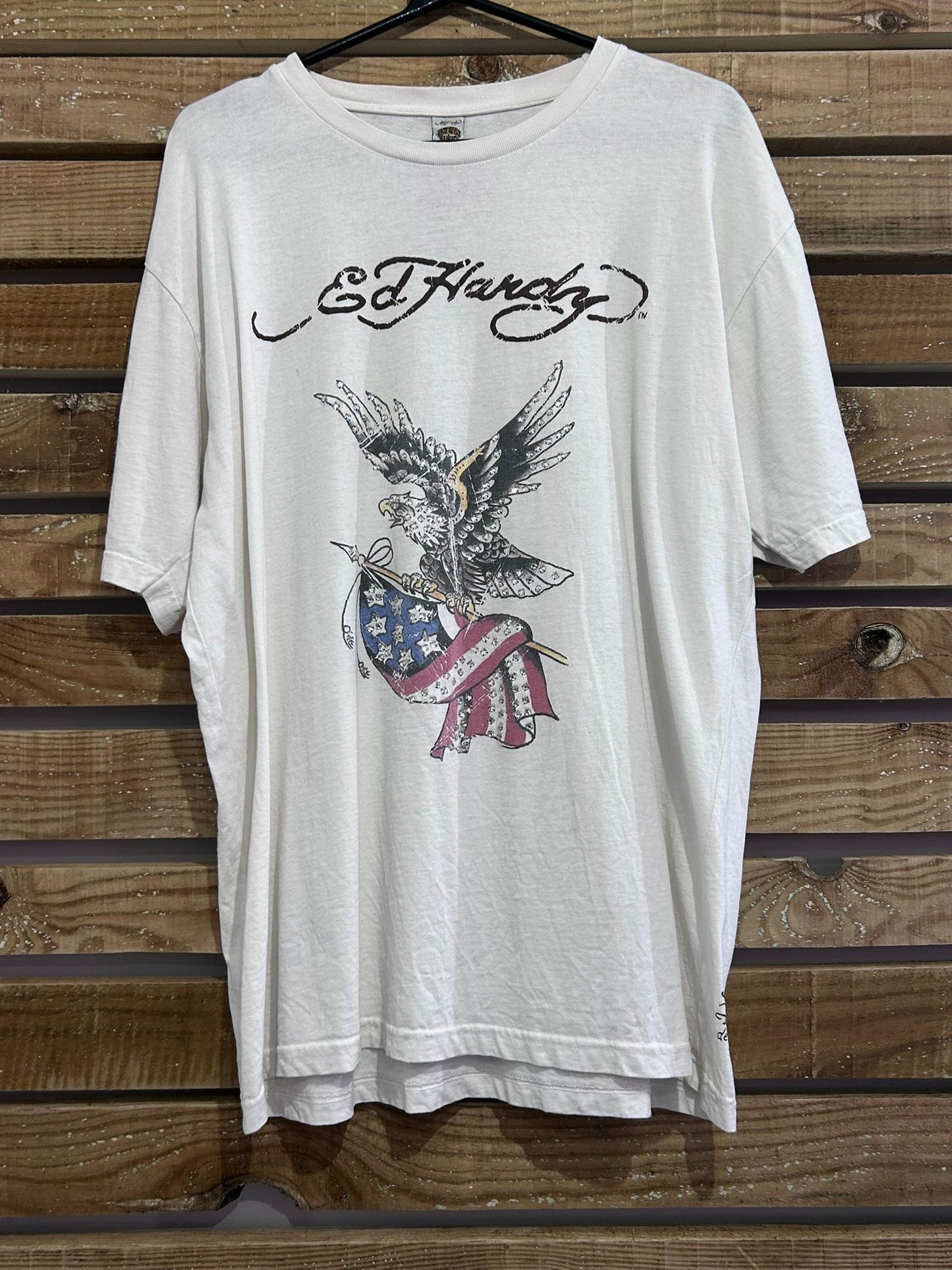 Vintage Y2K Ed Hardy Diamonte Eagle T-shirt. Size XL.