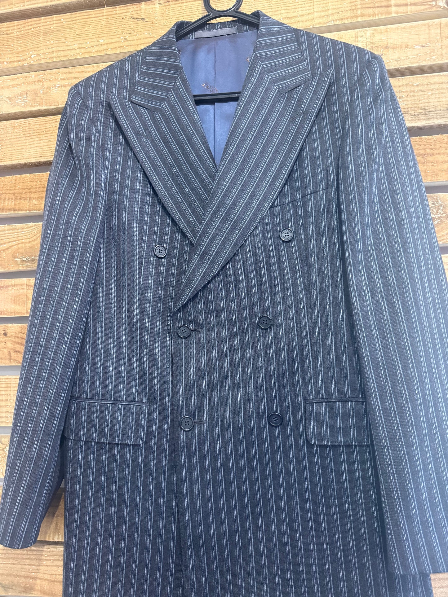 Vintage 90s Versace - Pinstripe 2 piece suit. Jacket & Trousers. 42” chest, 32”waist. Deadstock.