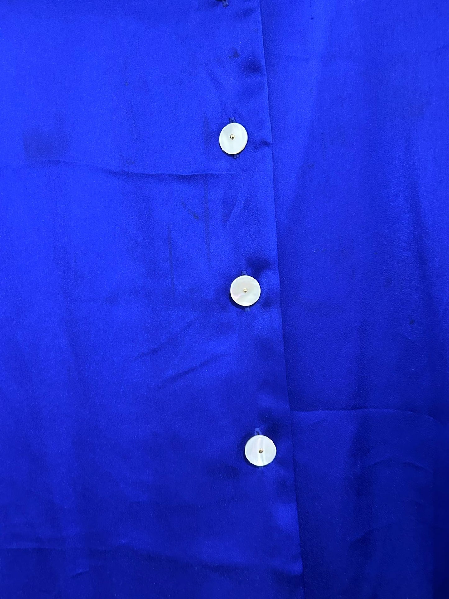 Vintage 80s Jaeger button up blouse. Electric blue. Free sizing up to a 16.