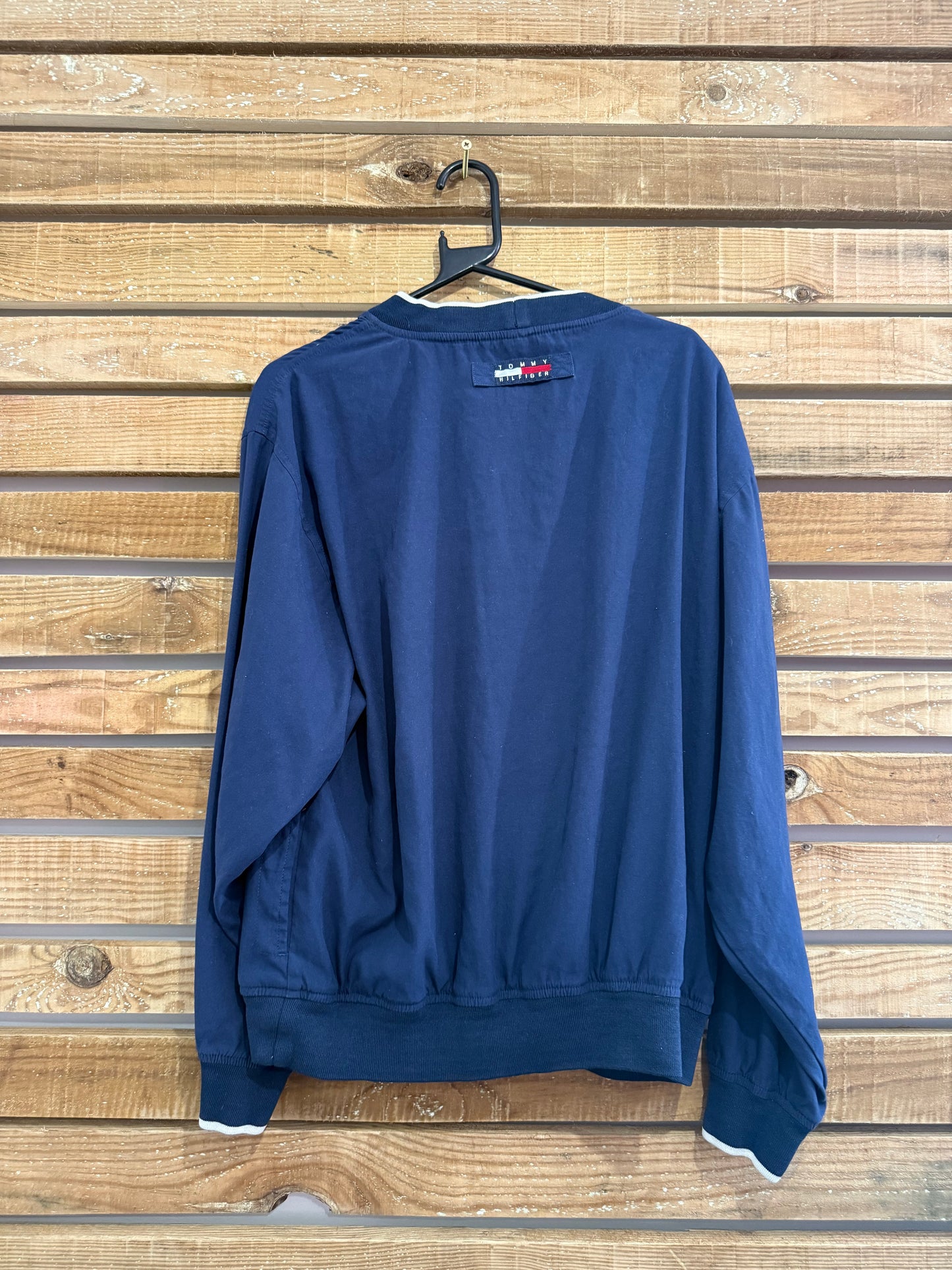 Vintage 90s Tommy Golf shell pull over sweater. Blue. Size Large.