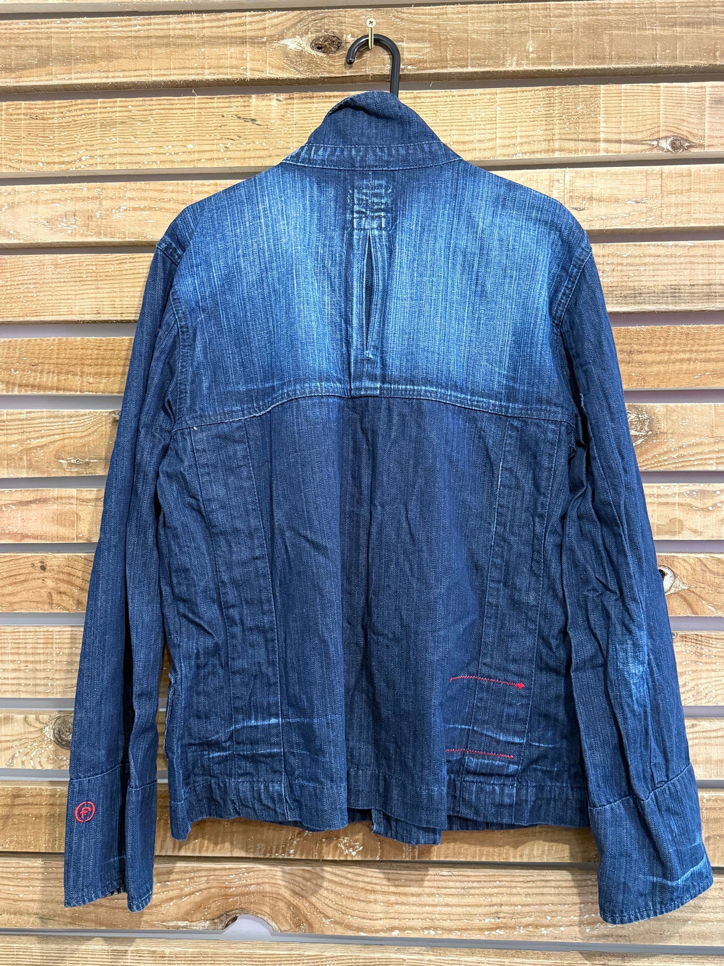 Vintage Y2K Firetrap Black Seal technical military style denim jacket. Size large.