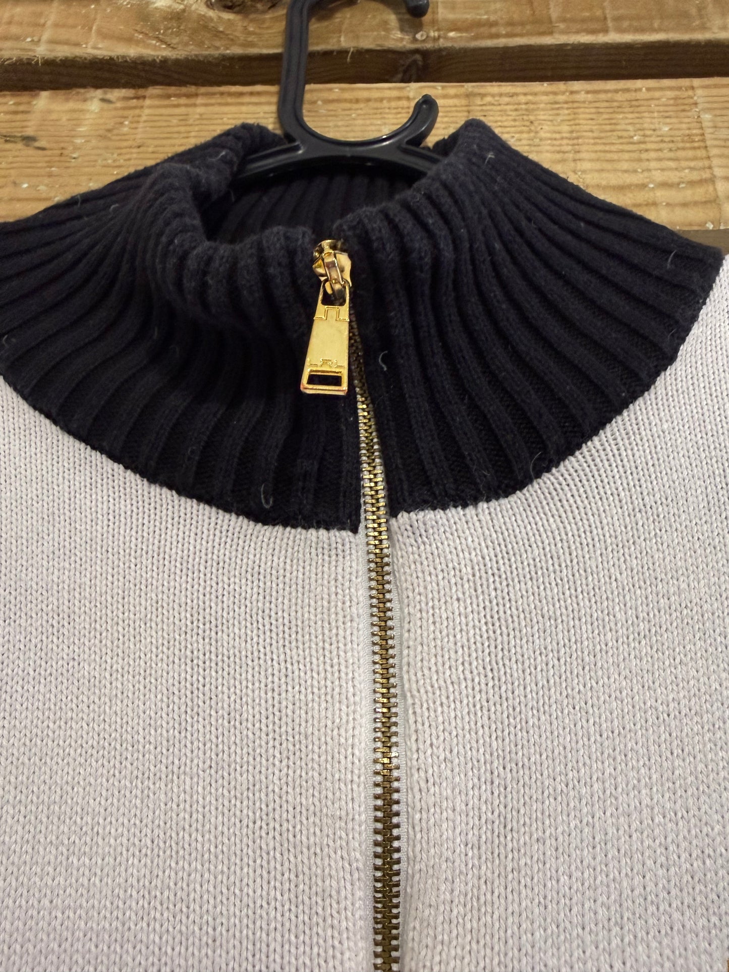 Vintage Y2K Ralph Lauren zip up knit cardigan/ jumper. Black & white. Size XL.