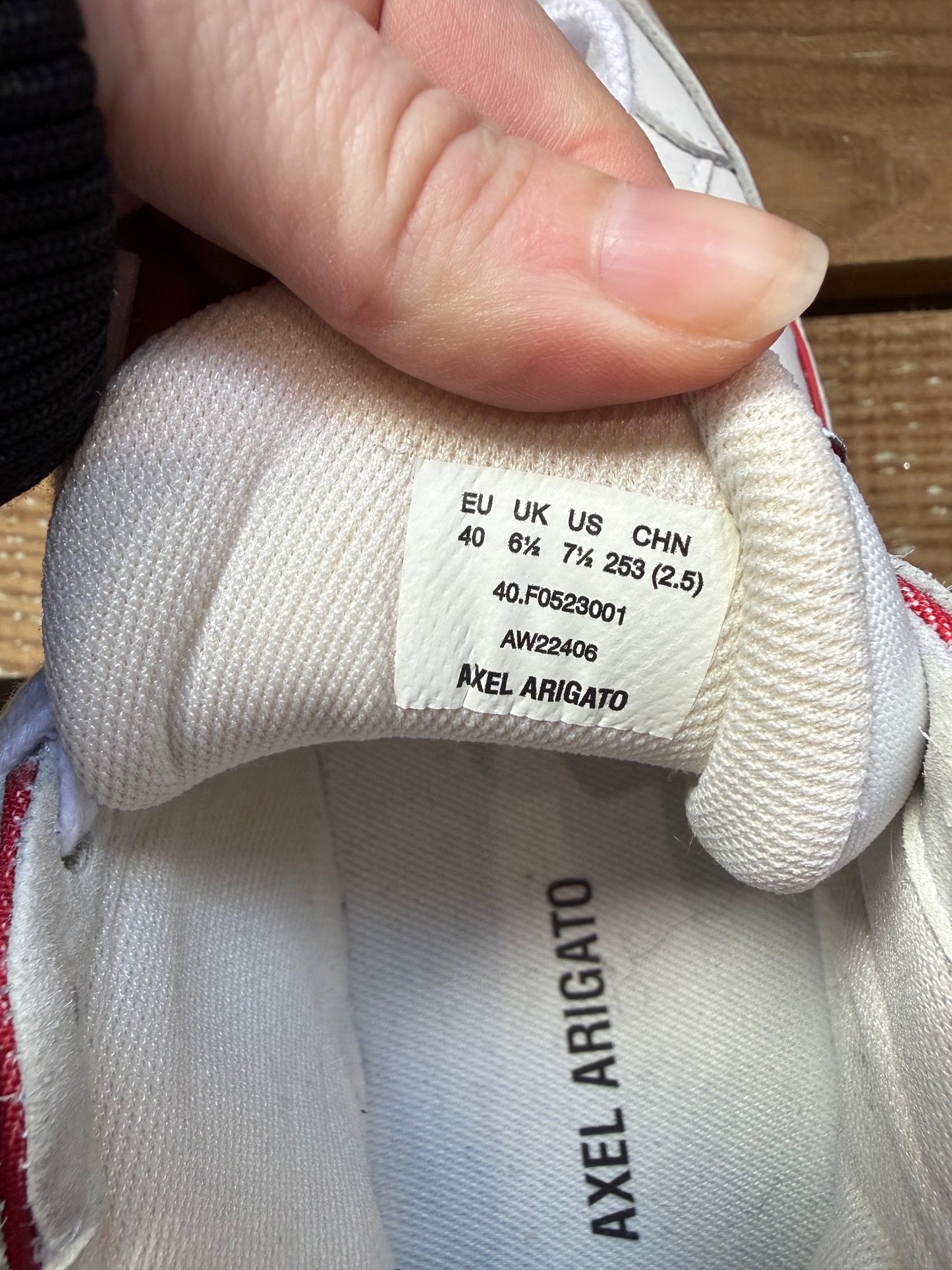 Axel Arigato Red and white trainers/ sneakers. UK6.5. EU40