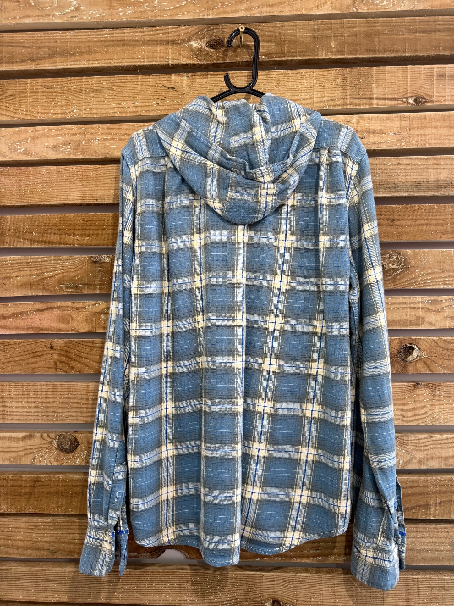 Vintage Y2K Superdry checked flannel plaid button up hooded shirt. Hoodie. Size XXL.