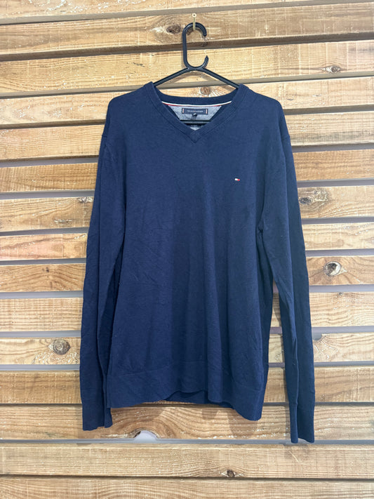 Vintage 90s Tommy cashmere jumper/ sweater. Blue. Size medium.