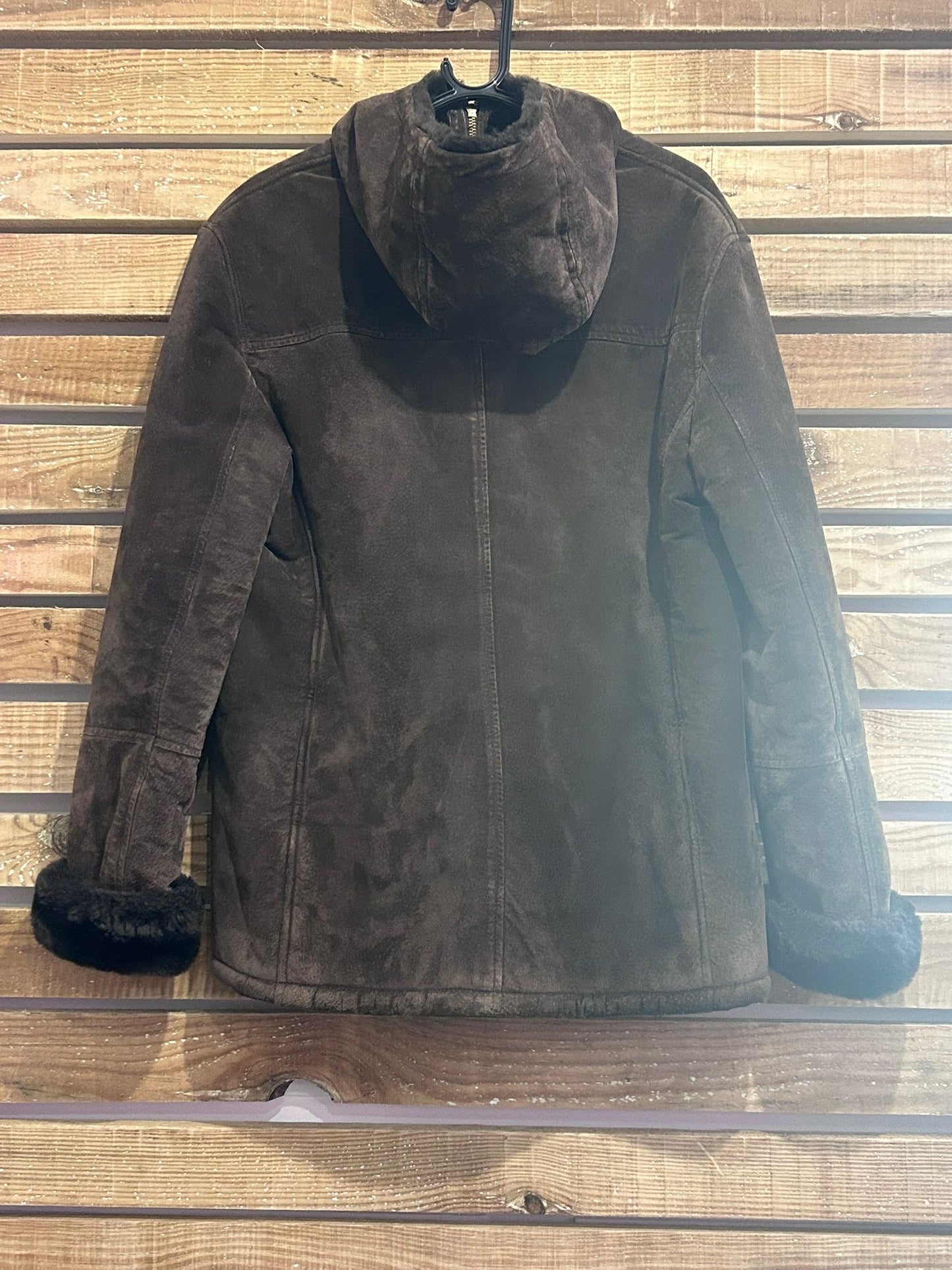 Vintage 90s shearling leather jacket. Brown sheepskin. Size Medium.