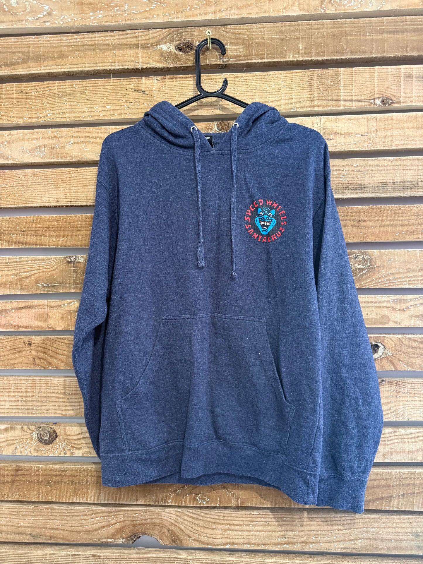 Vintage Y2K Santa Cruz Screaming Hand Skateboard hoodie/ hooded sweater. Blue. Size Small.