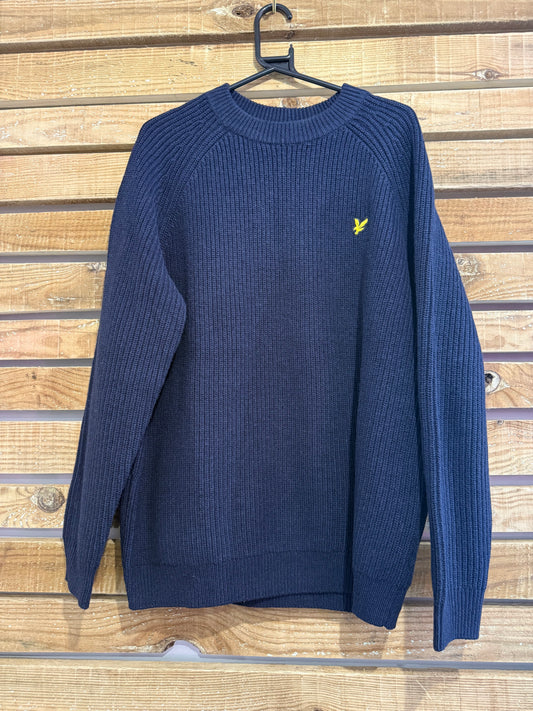 Vintage Y2K Lyle & Scott chunky knit jumper/ sweater. Blue. Size Large.