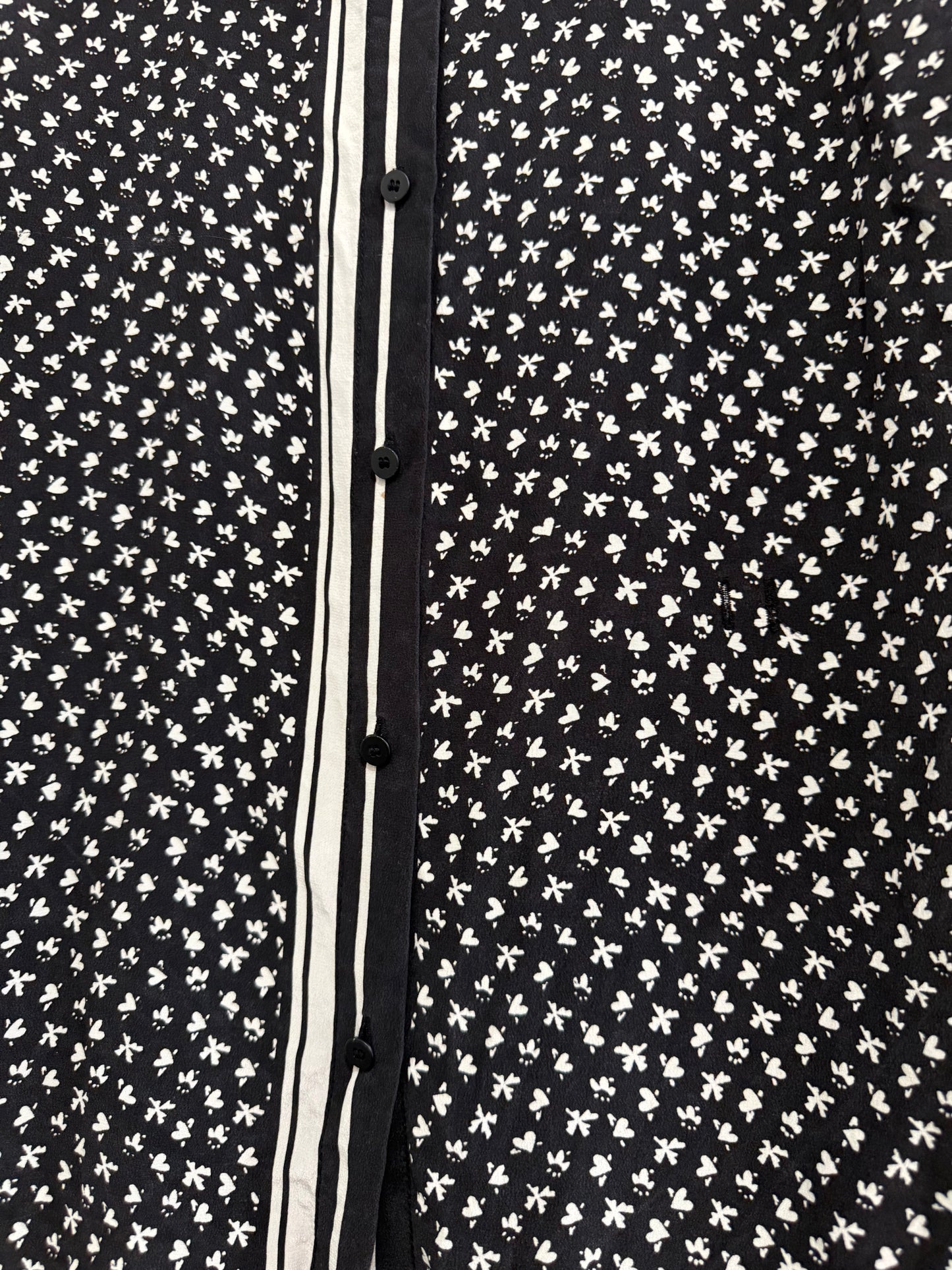 AllSaints print short sleeve blouse. Size Small. Monochrome. UK8