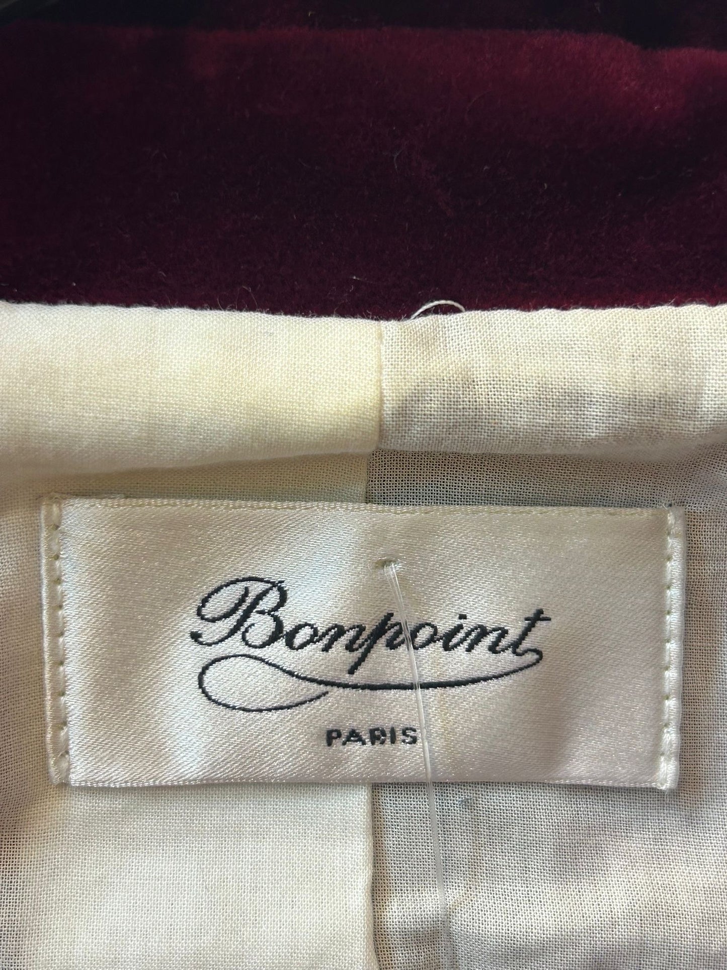 Bonpoint velvet cropped blazer jacket. Size 42.