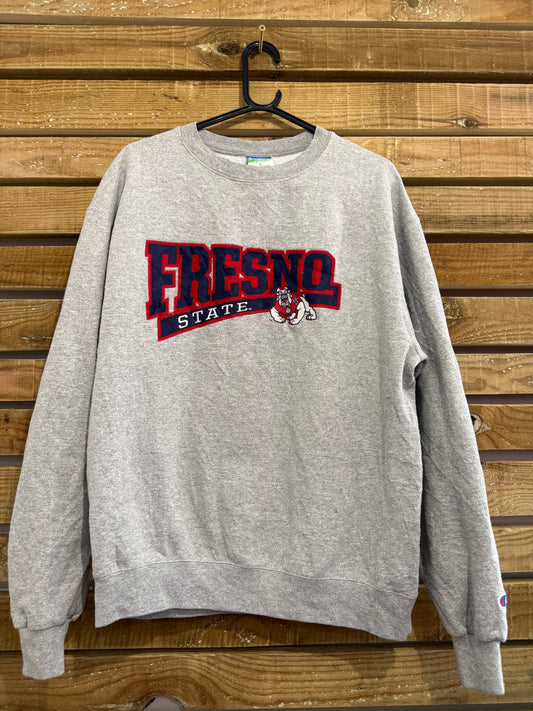 Vintage 90s Champion American University Fresno State spell-out sweater/ sweatshirt. USA. Size Large