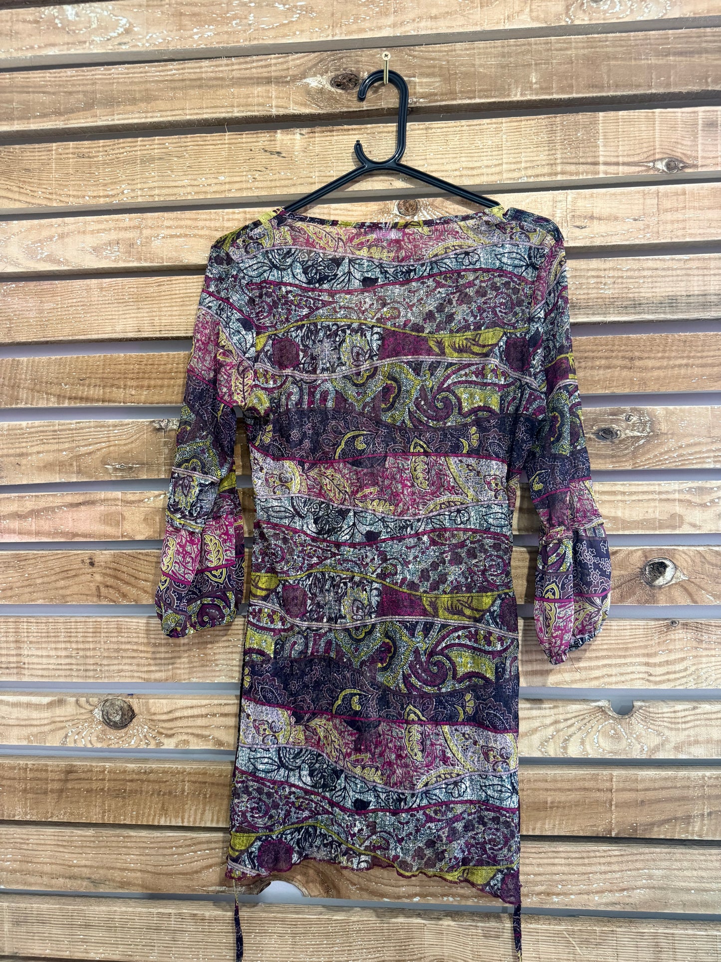 Vintage Y2K Per Una sheer lace trim tie tunic top. UK14.