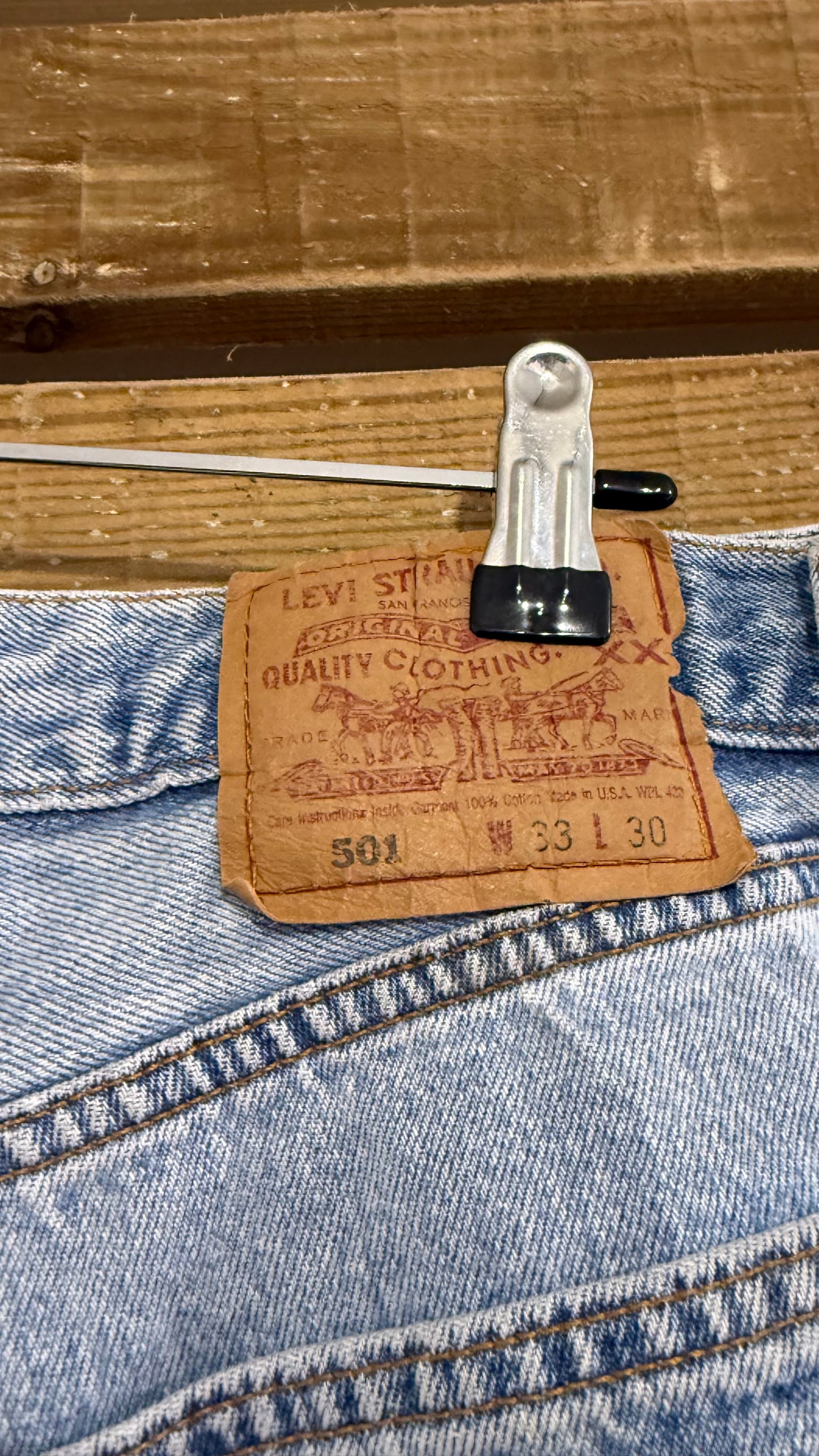 Vintage 90s Levi’s 501 Cut Off Denim Shorts. 30” waist, UK10.