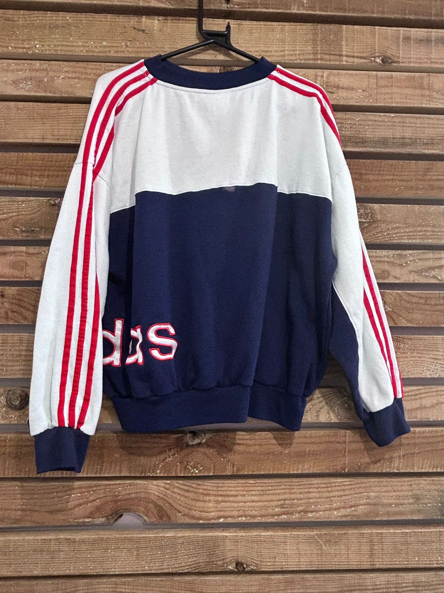 Vintage 80s RARE Adidas white sweater/ sweatshirt. Size Large