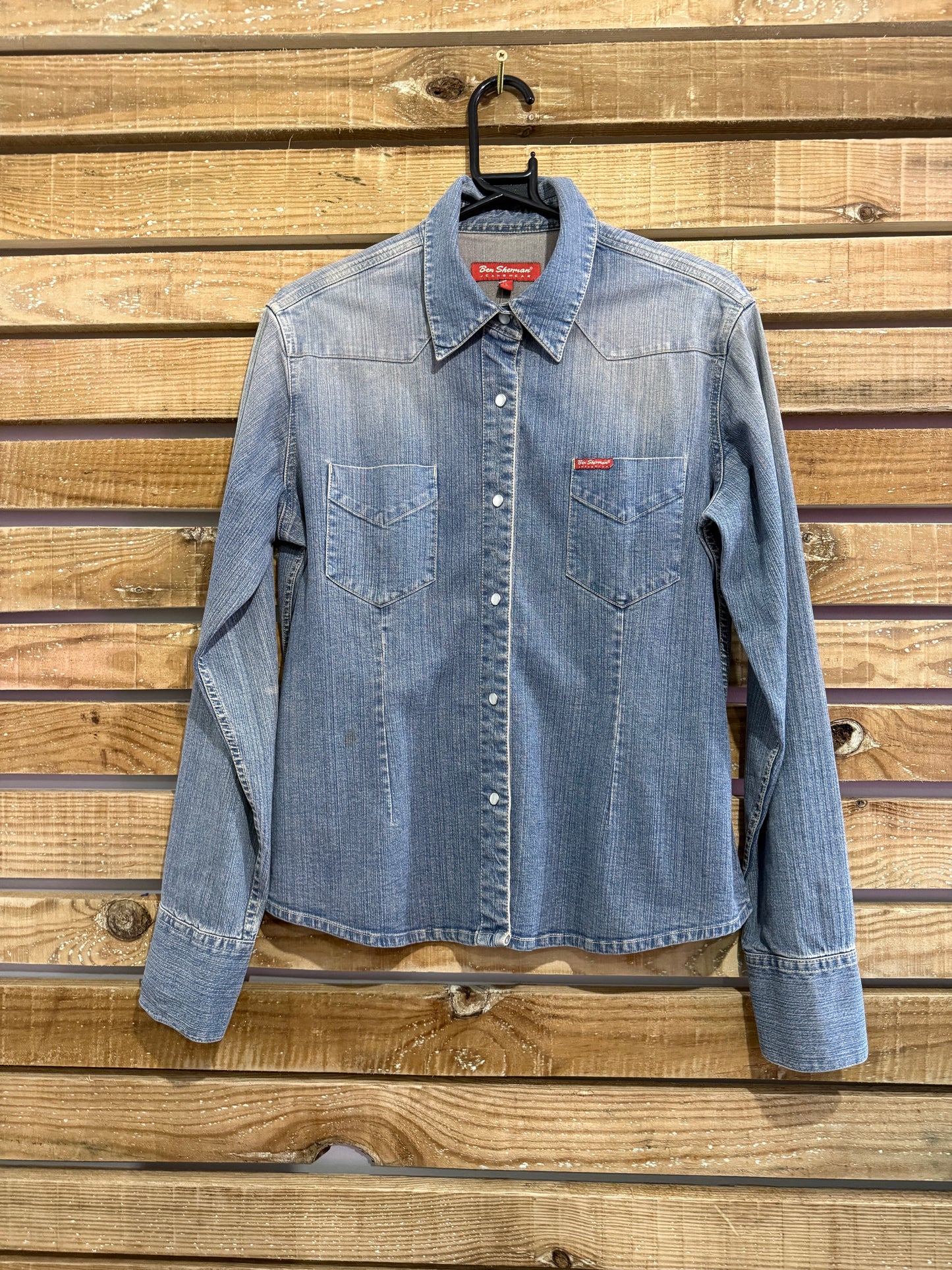 Vintage 90s Ben Sherman denim western shirt. Cowboy. Size Large.