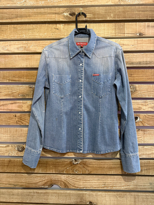 Vintage 90s Ben Sherman denim western shirt. Cowboy. Size Large.