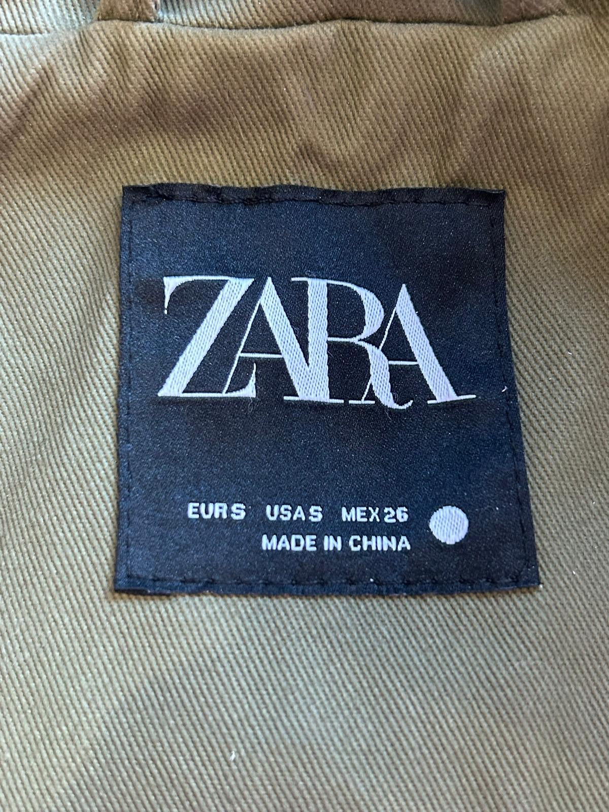 Zara Khaki Green Hooded Parka Trench Coat Size S UK 8