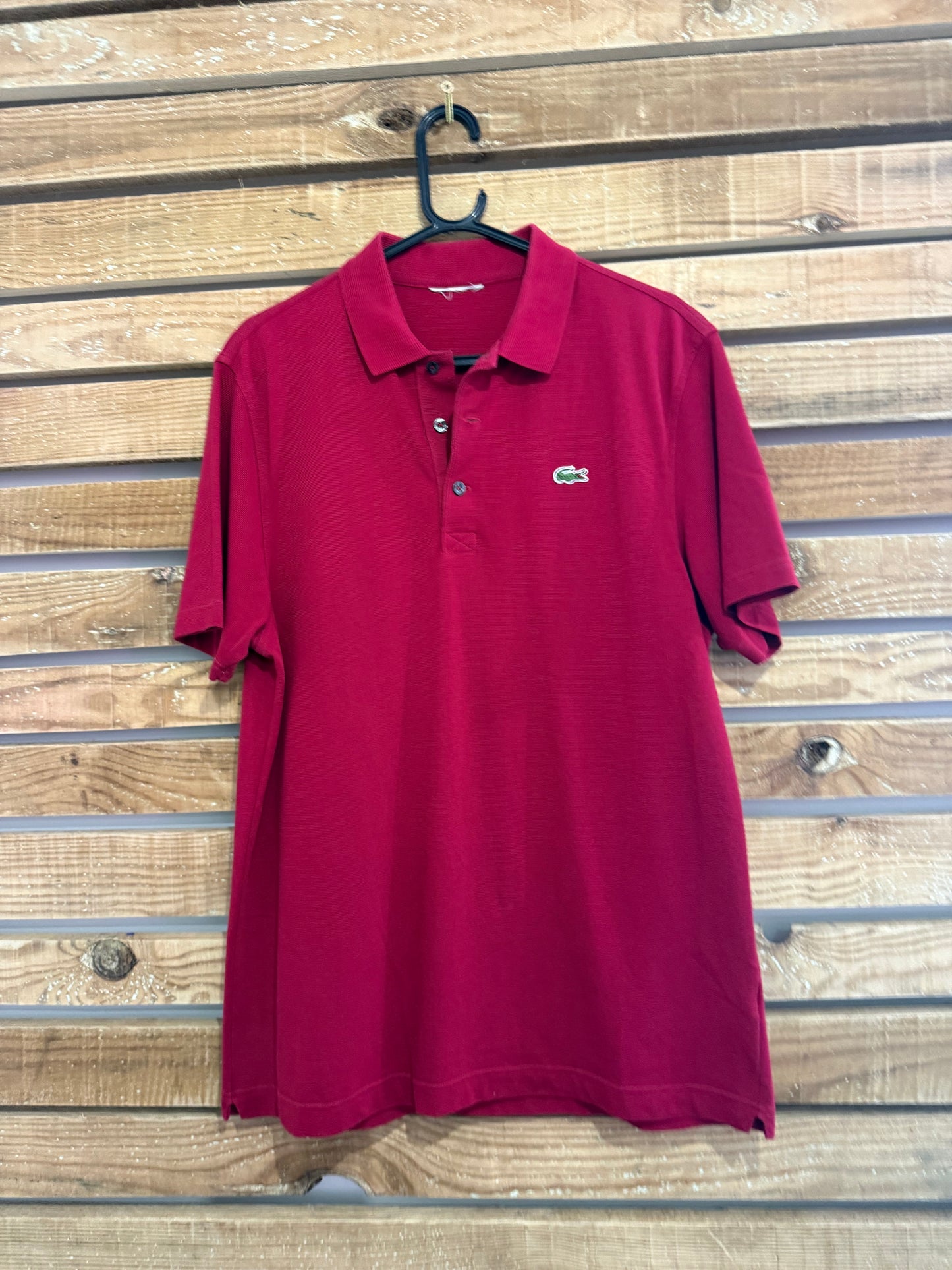 Vintage 90s Lacoste polo shirt. Burgundy. Size Medium. 44” chest.
