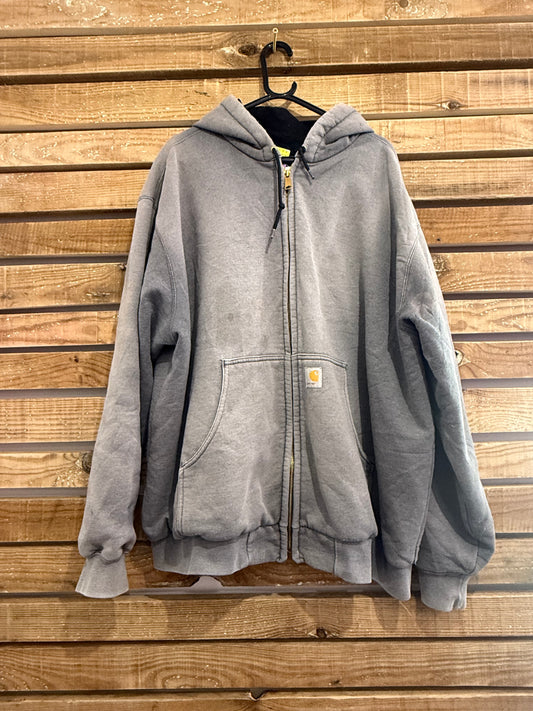 Vintage 90s Carhartt hoodie. Hooded jacket. Grey. Size 2XL. Workwear.