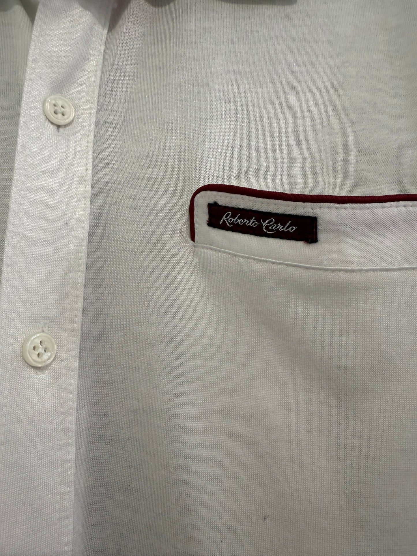 Vintage 80s Roberto Carlo white cotton button up shirt. Size Medium. 40” chest.