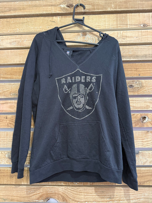 Vintage Y2K NFL Raiders hoodie/ hooded sweater. Black. Size Medium