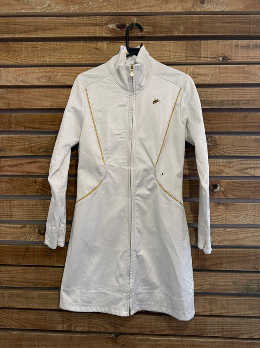 Vintage 90s Nike gold trim zip up jacket/ coat/ dress. Size medium. Festival.