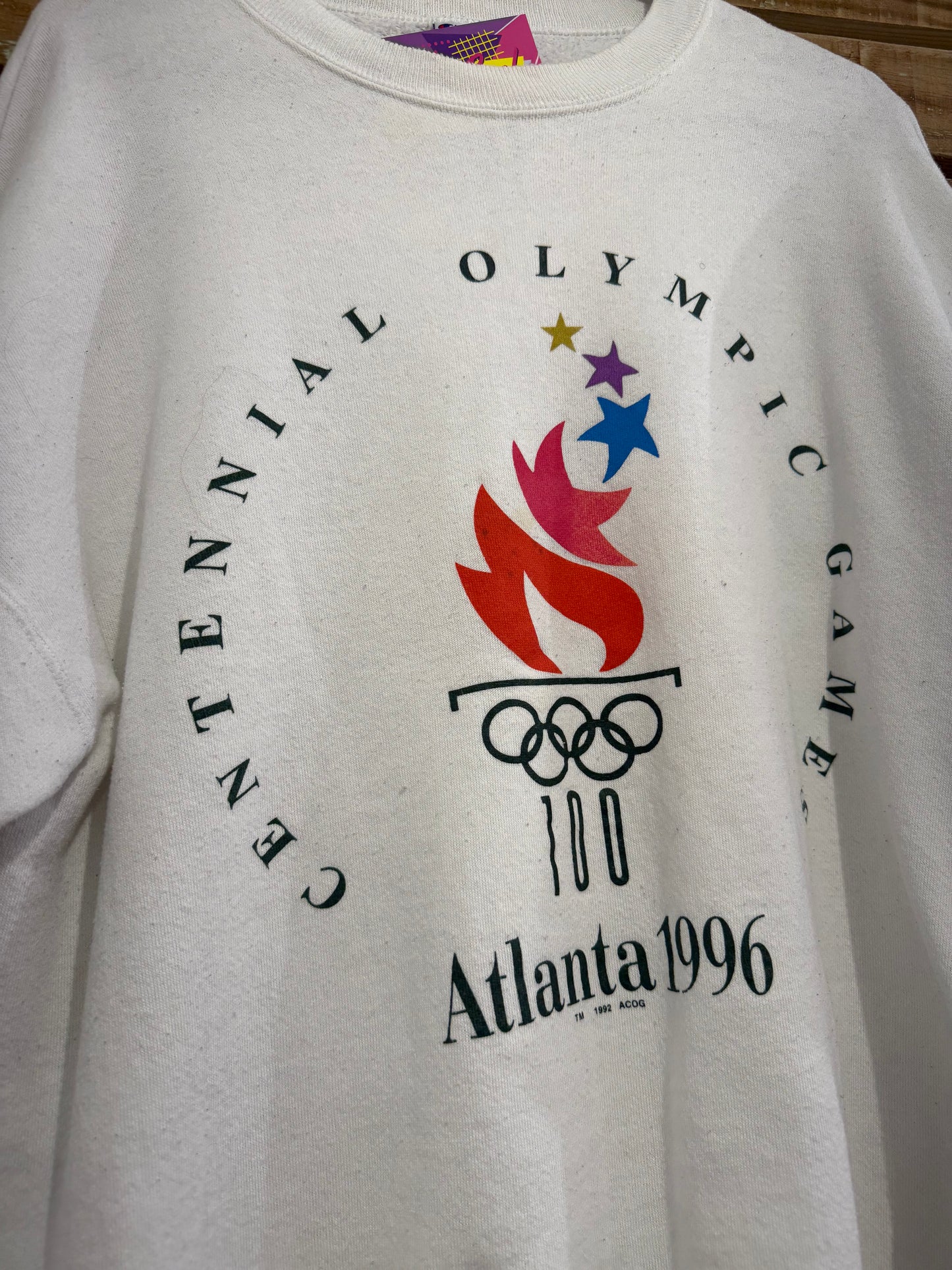 Vintage 90s champion Atlanta Olympics 1996 spell-out sweater/ sweatshirt. USA. Size XL.