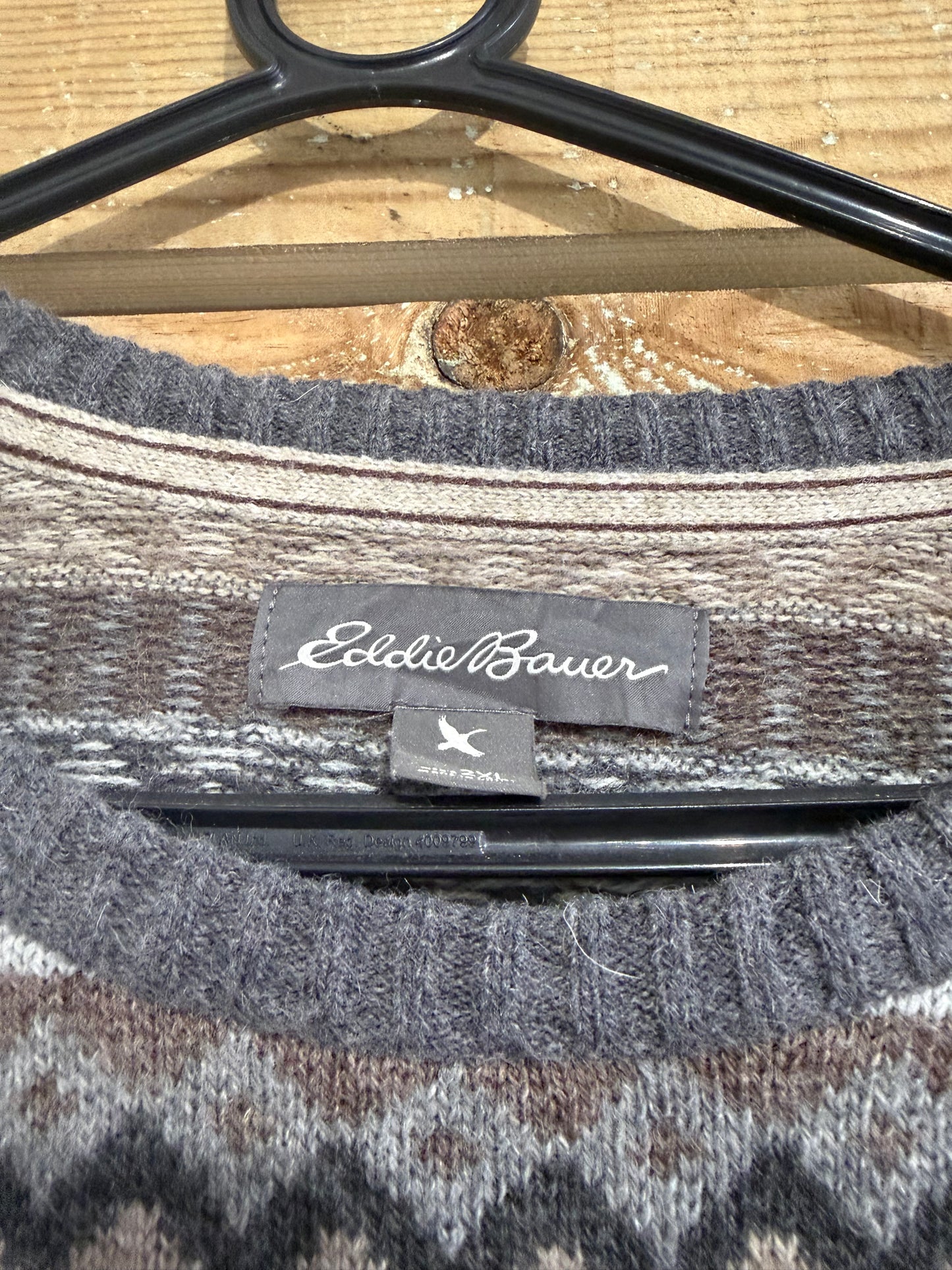 Vintage 90s Eddie Bauer fair-isle Crosby knit jumper/ sweater. Size 2XL