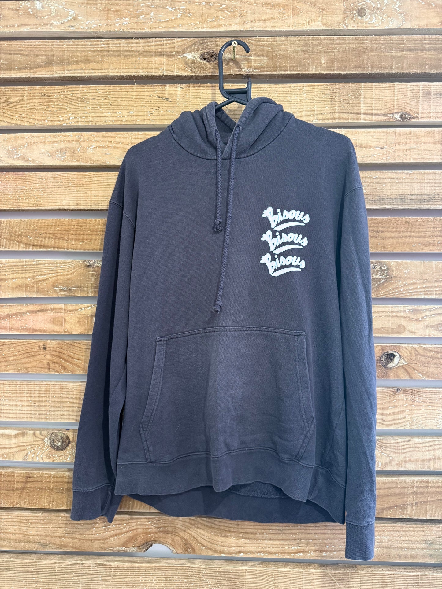 Bisous Skateboard hoodie/ hooded sweater. Black. Size Medium.