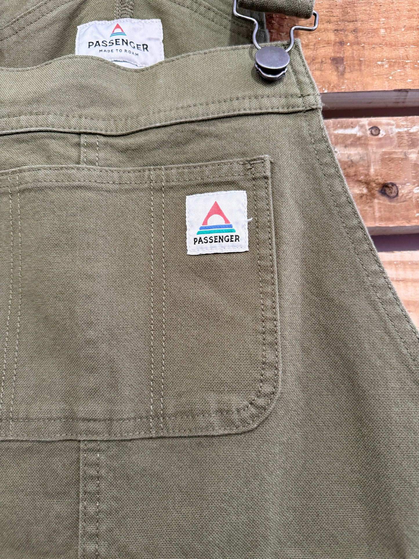 Passenger roamist Bib overalls/ dungarees. Cotton. Khaki Outdoors/ festival. Medium. Deadstock.