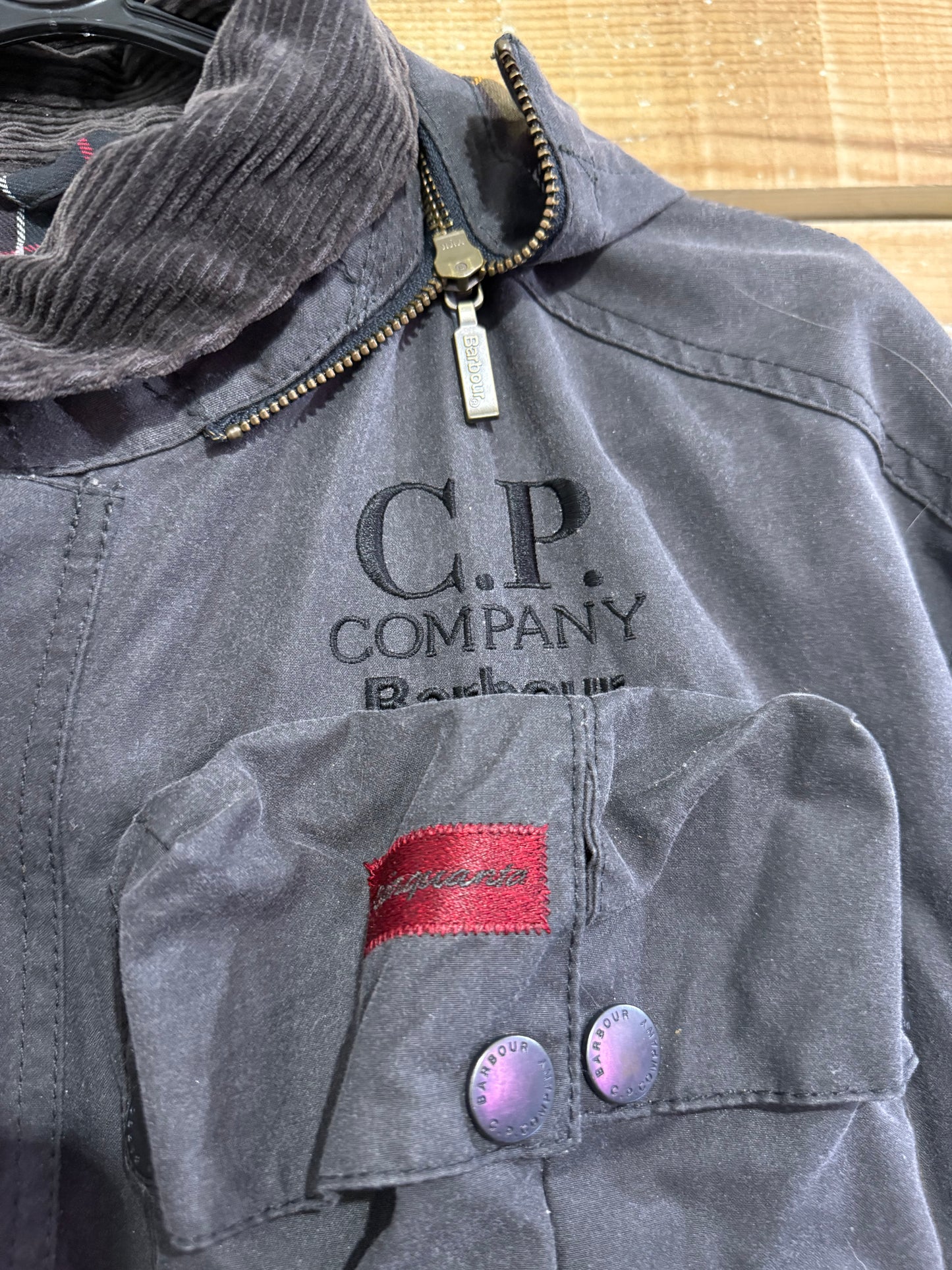 Barbour x C.P. Company 500 Miglia multi-pocket waxed jacket. RARE. Goggles. Charcoal.