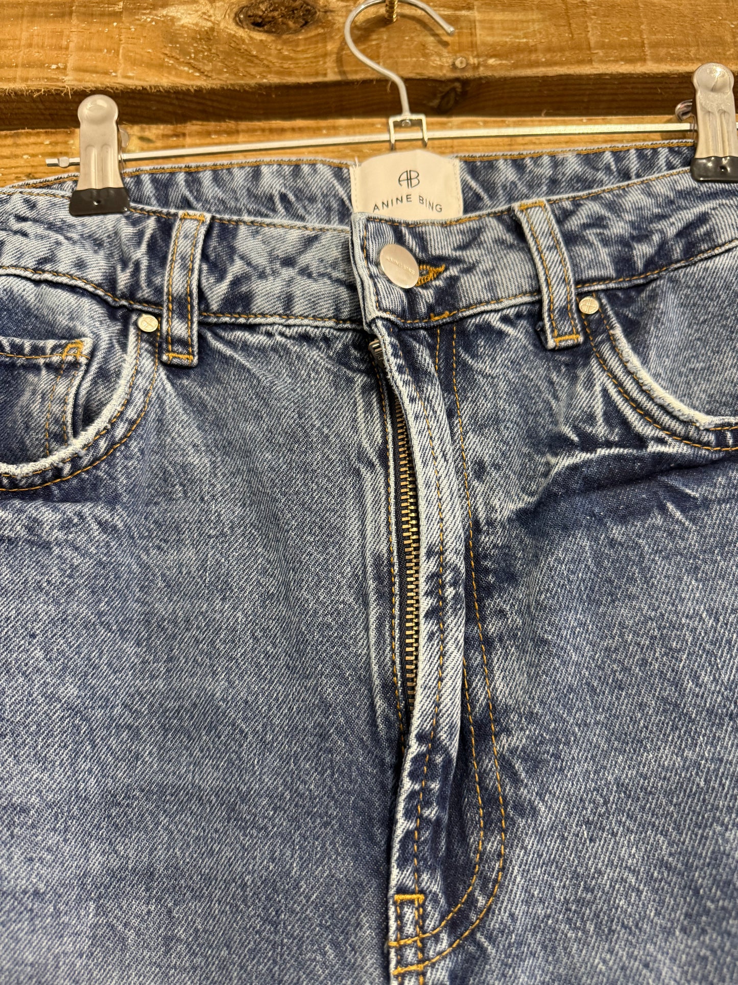 Anine Bing Jeans. Distressed. Blue. Waist 28”