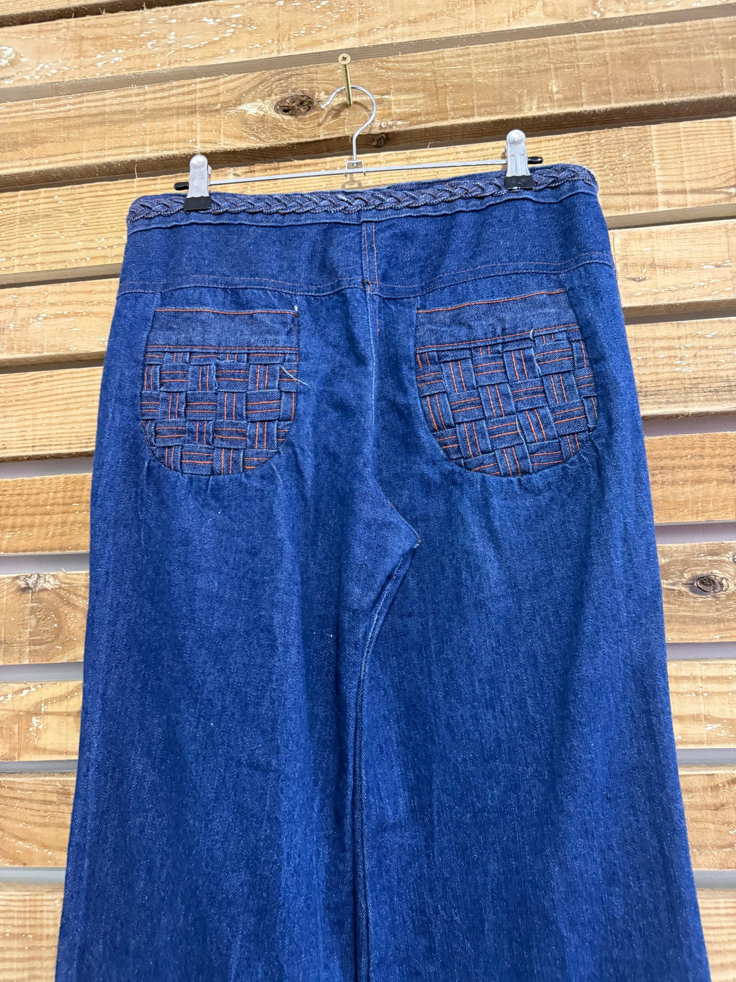 Vintage 70s flared jeans. Hippy/ Boho. Size UK10. Waist 30”