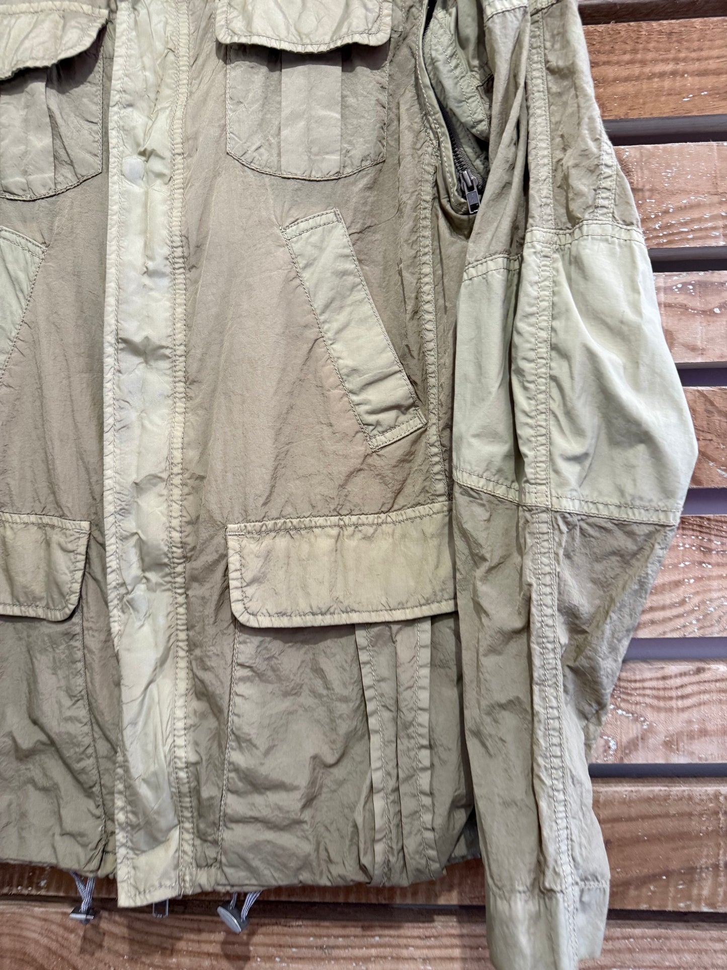 Vintage 90s Diesel rain jacket/ coat. Khaki. Size Large. Gorpcore.
