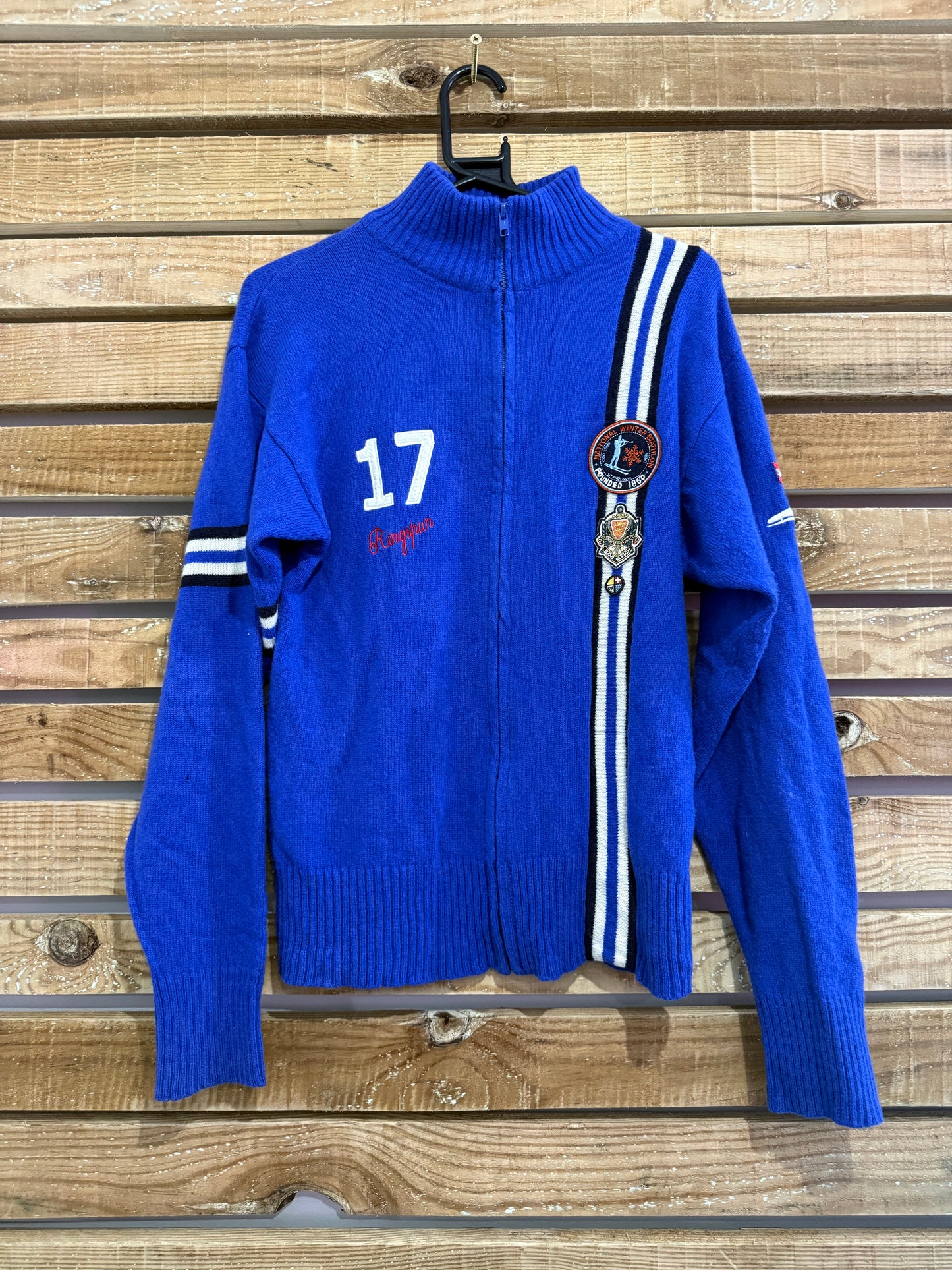 Vintage Y2K Ringspun zip up Knit Jumper/ cardigan. Size Medium.