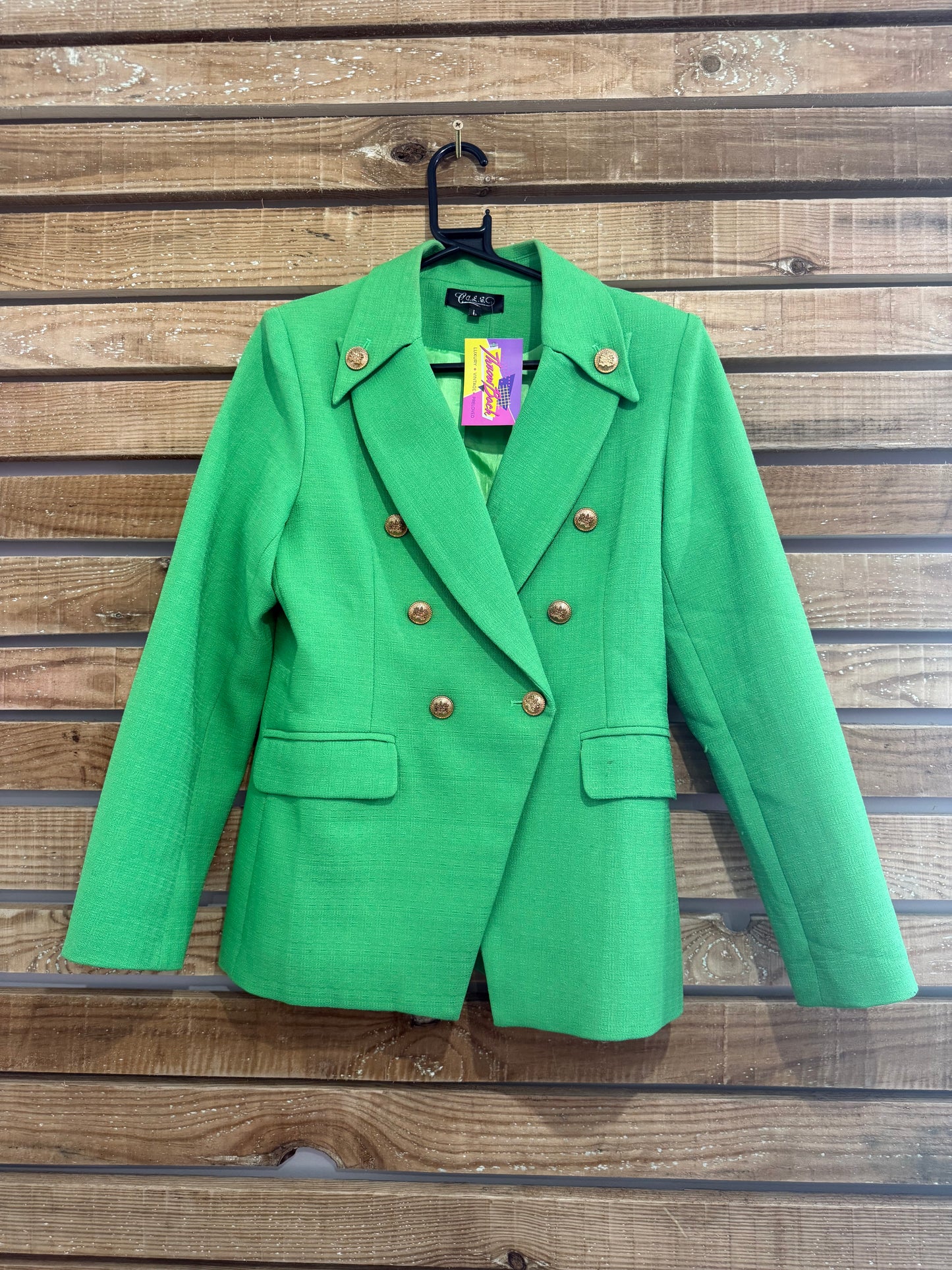 Vintage 90s double breasted jacket. Gold buttons. 70s style. Size Large.