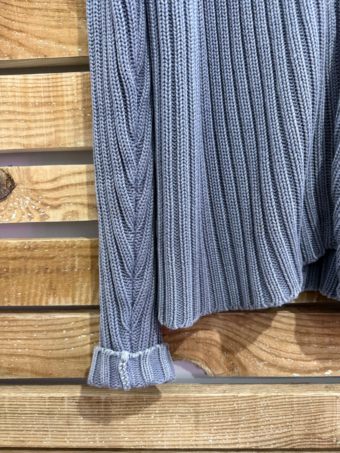 Vintage Y2K Blanc Bleu zip up knit cardigan/ jumper. French workwear. Baby blue. Size Large.