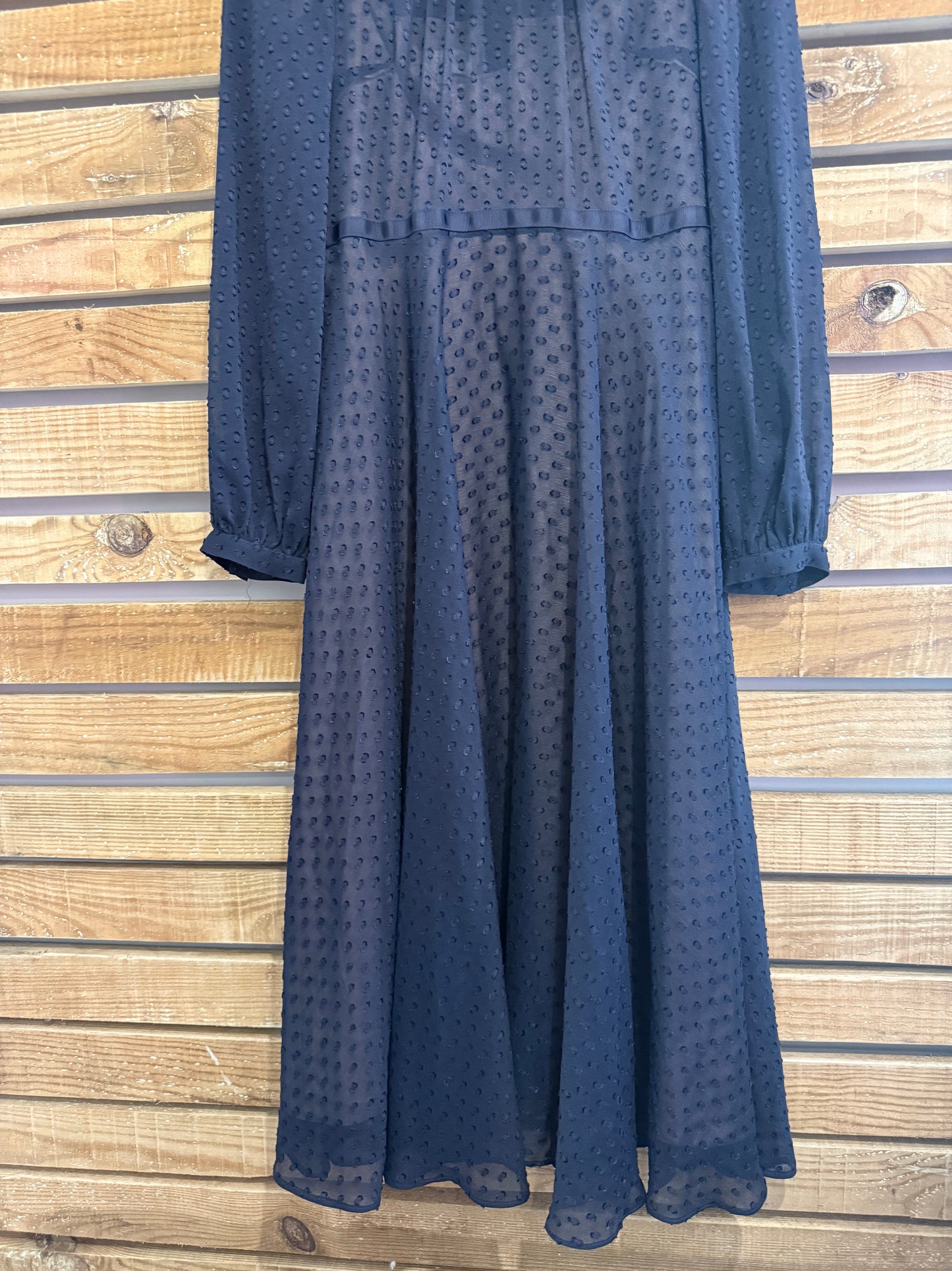 Hobbs Claudette clip dot sheer detail midi dress. Evening/wedding. Size UK10.