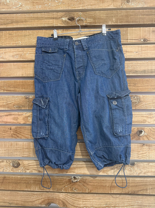 Vintage Y2K denim jorts/ shorts. Grunge/ Skate. 34” waist.