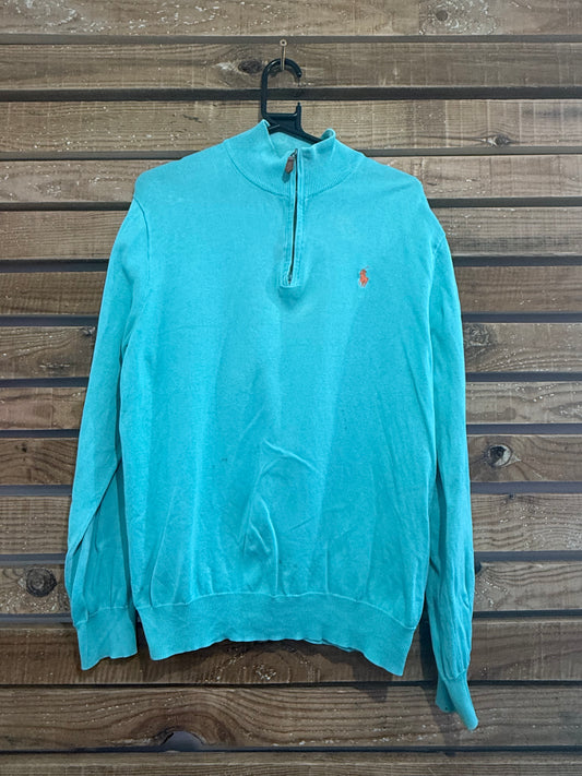 Vintage 90s Ralph Lauren Golf 1/4 zip jumper/ sweater. Blue. Size medium.