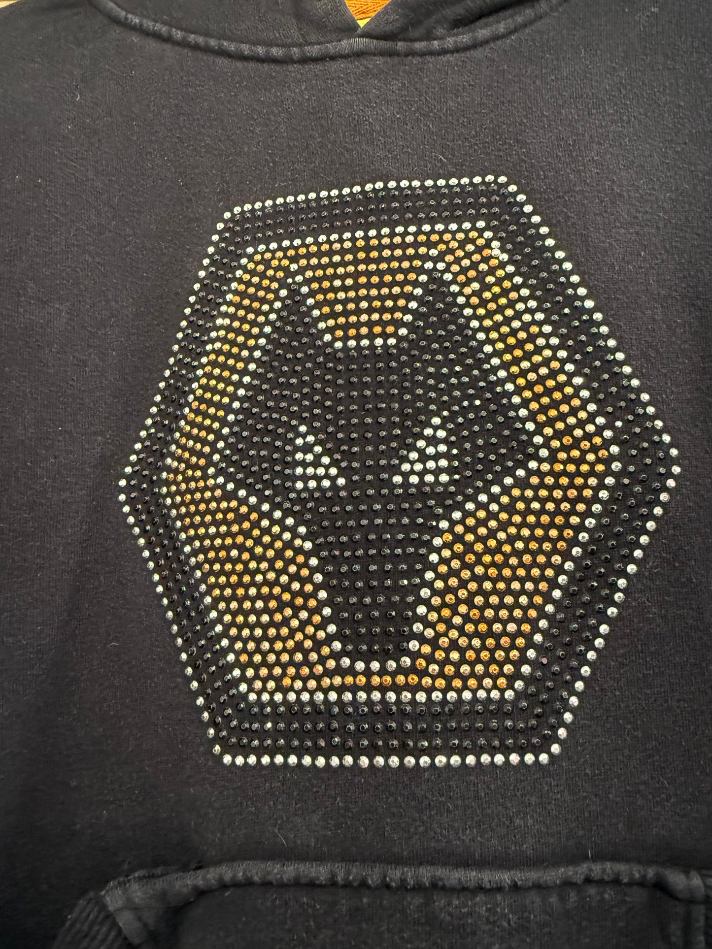 Vintage Y2K Wolves football diamanté hoodie sweater/sweatshirt. Black. Size 10.