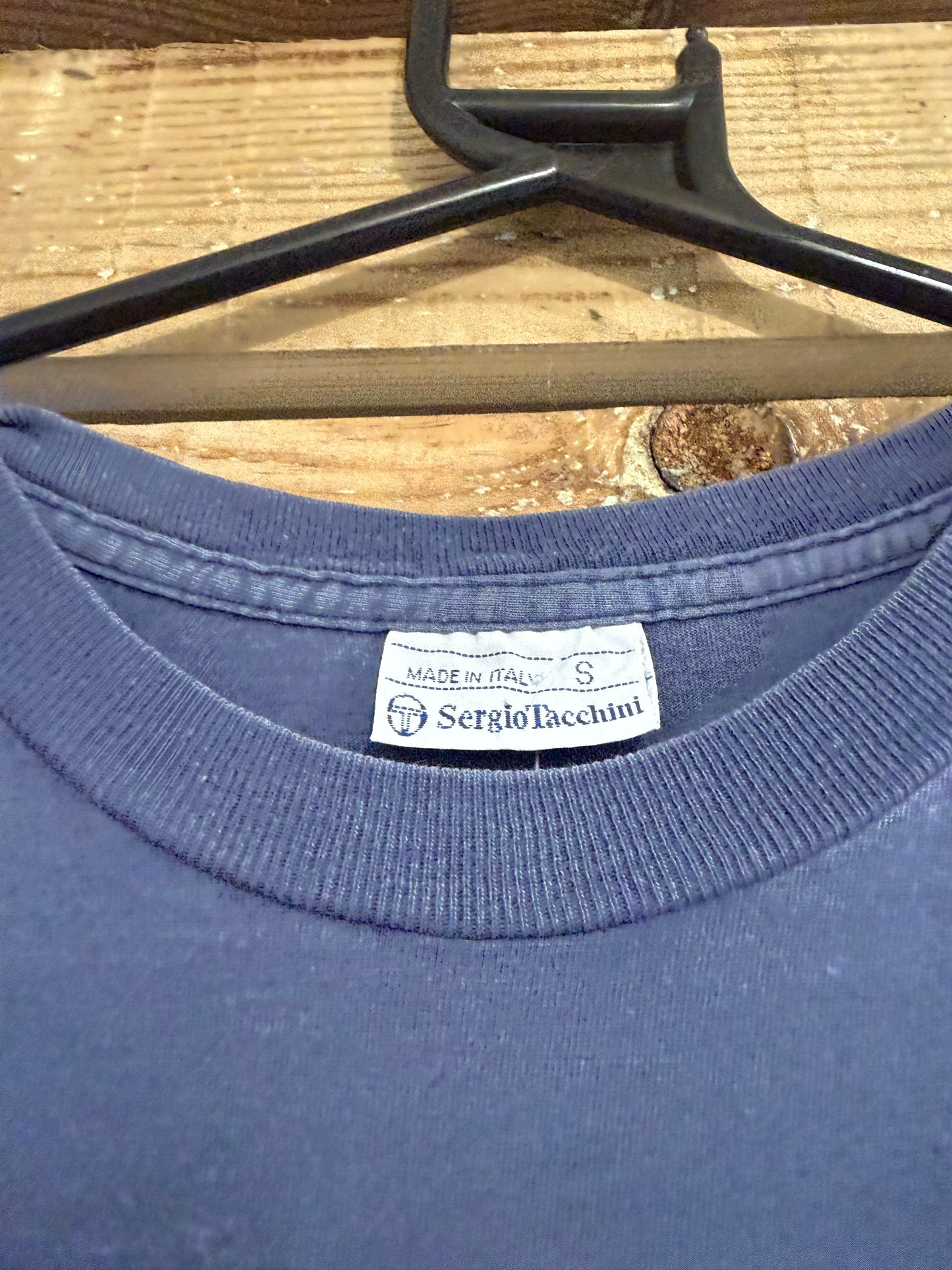 Vintage 80s Sergio Tacchini single stitch motif logo T-shirt. Size Small.