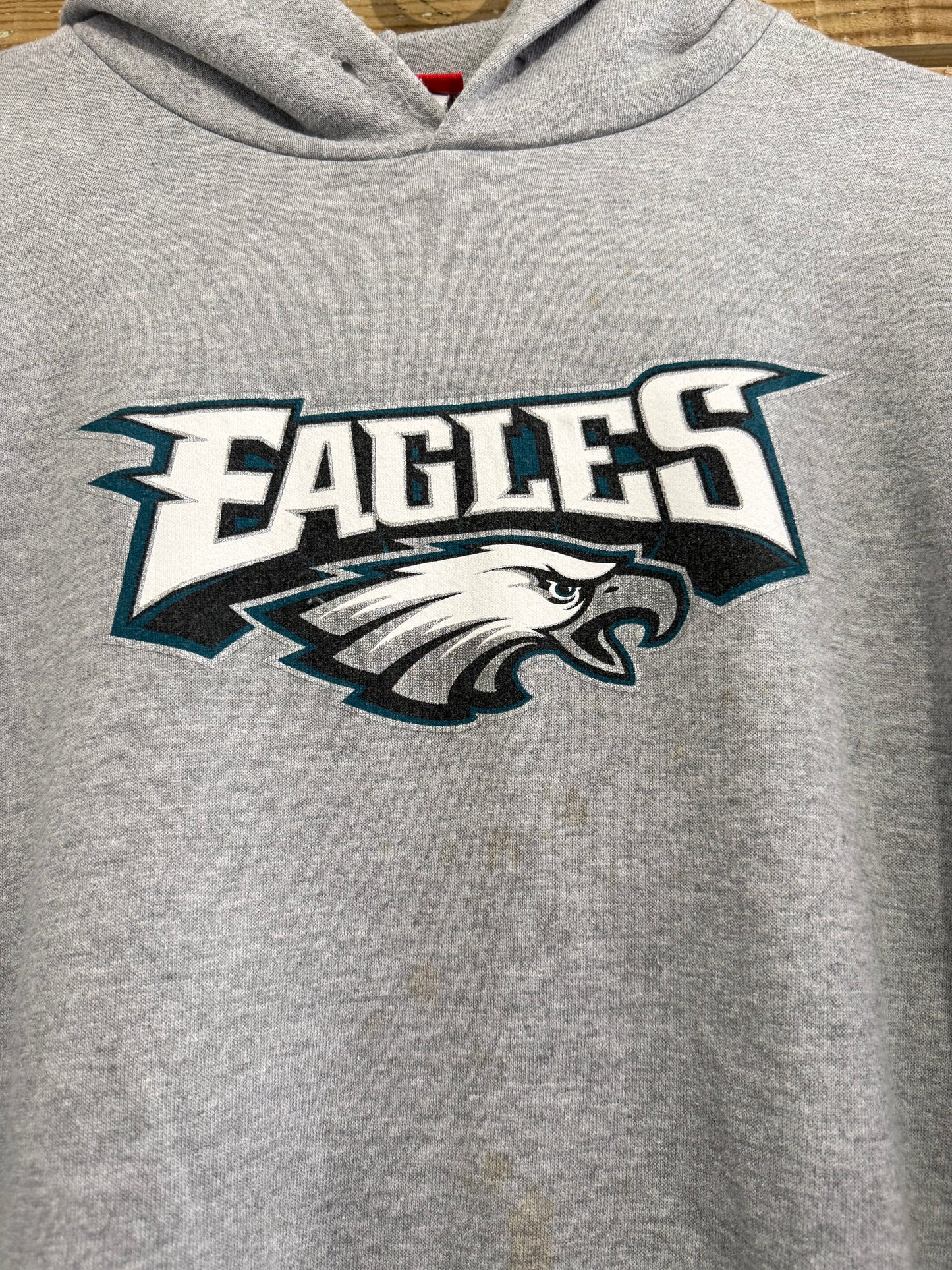 Vintage 90s NFL Philadelphia Eagles hoodie/ hooded sweater. Grey. Size XL.