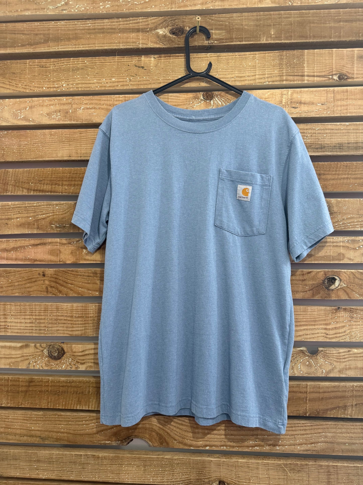 Carhartt summer print motif t-shirt. Blue. Workwear/ cowboy/ USA. Size medium.
