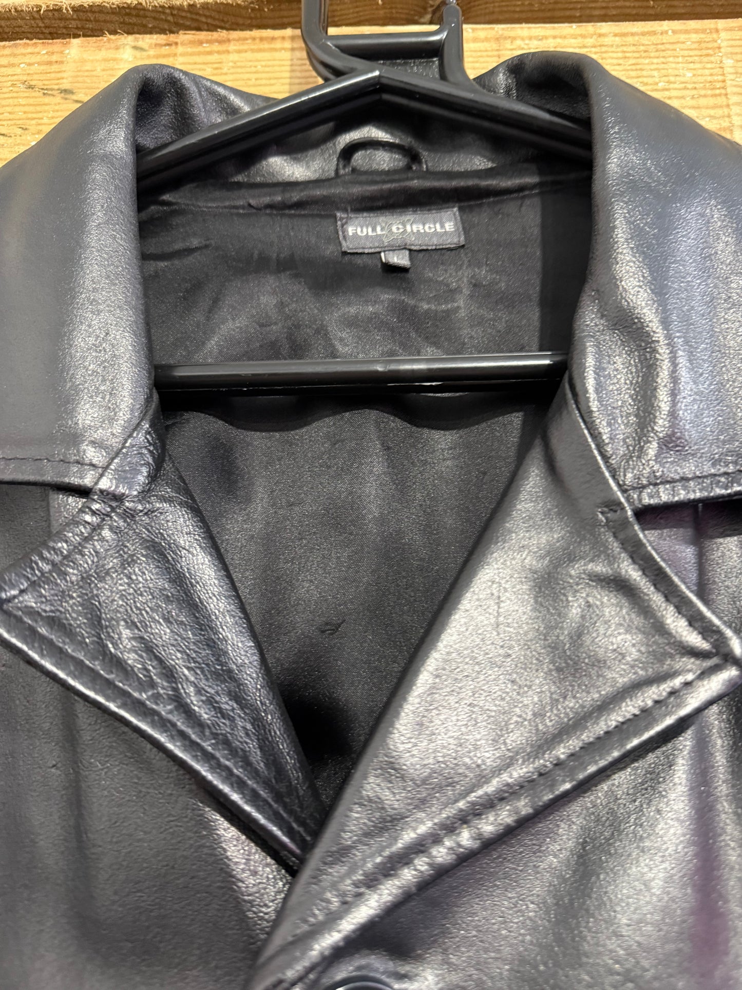 Vintage 90s leather field jacket. Black. Size Large.