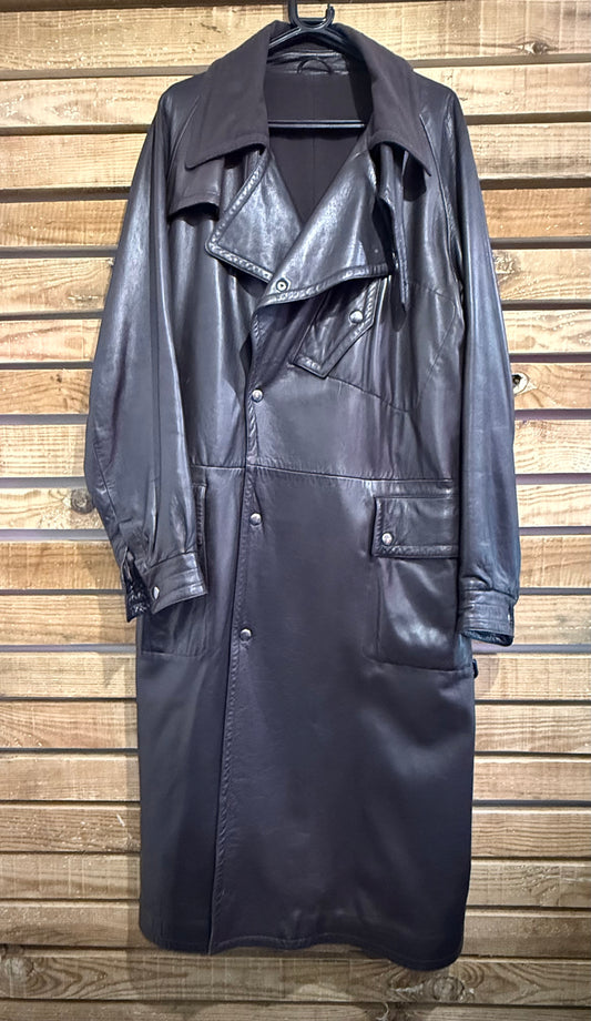 Vintage Y2K RARE Ralph Lauren purple label lambskin leather jacket. Trench/ mac. Brown. Size Medium.