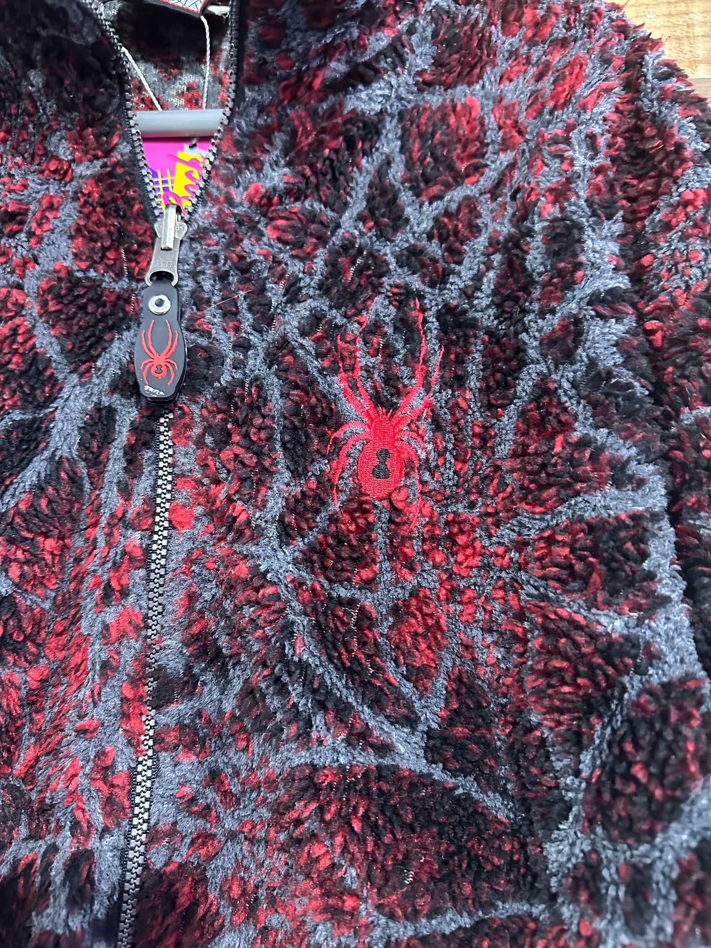 Vintage RARE 90s Spyder web zip up fleece jacket. Size Medium