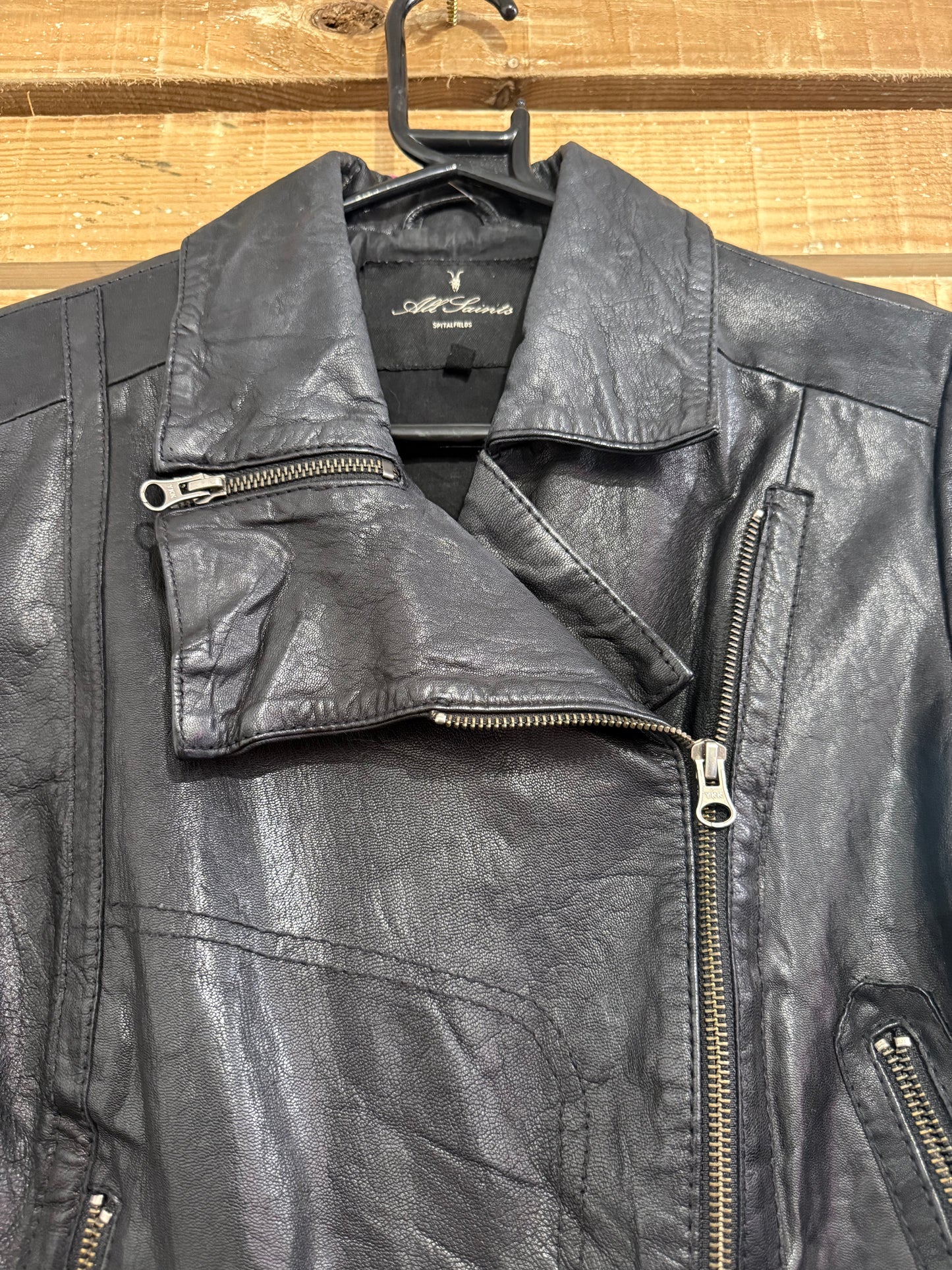All-Saints leather biker jacket. Size Uk12